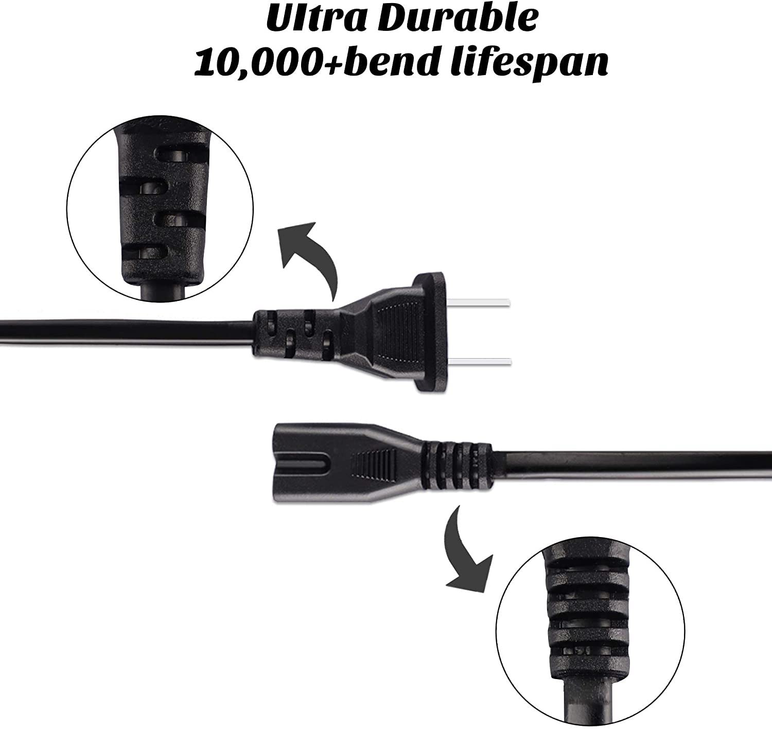 6FT AC Power Cable Cord for DragonHawk Mini Portable Tattoo Power Supply - NEMA 5-15P to IEC-320 C7 Replacement Power Cord - Perfect for Tattoo Artists & Home Studio Setup