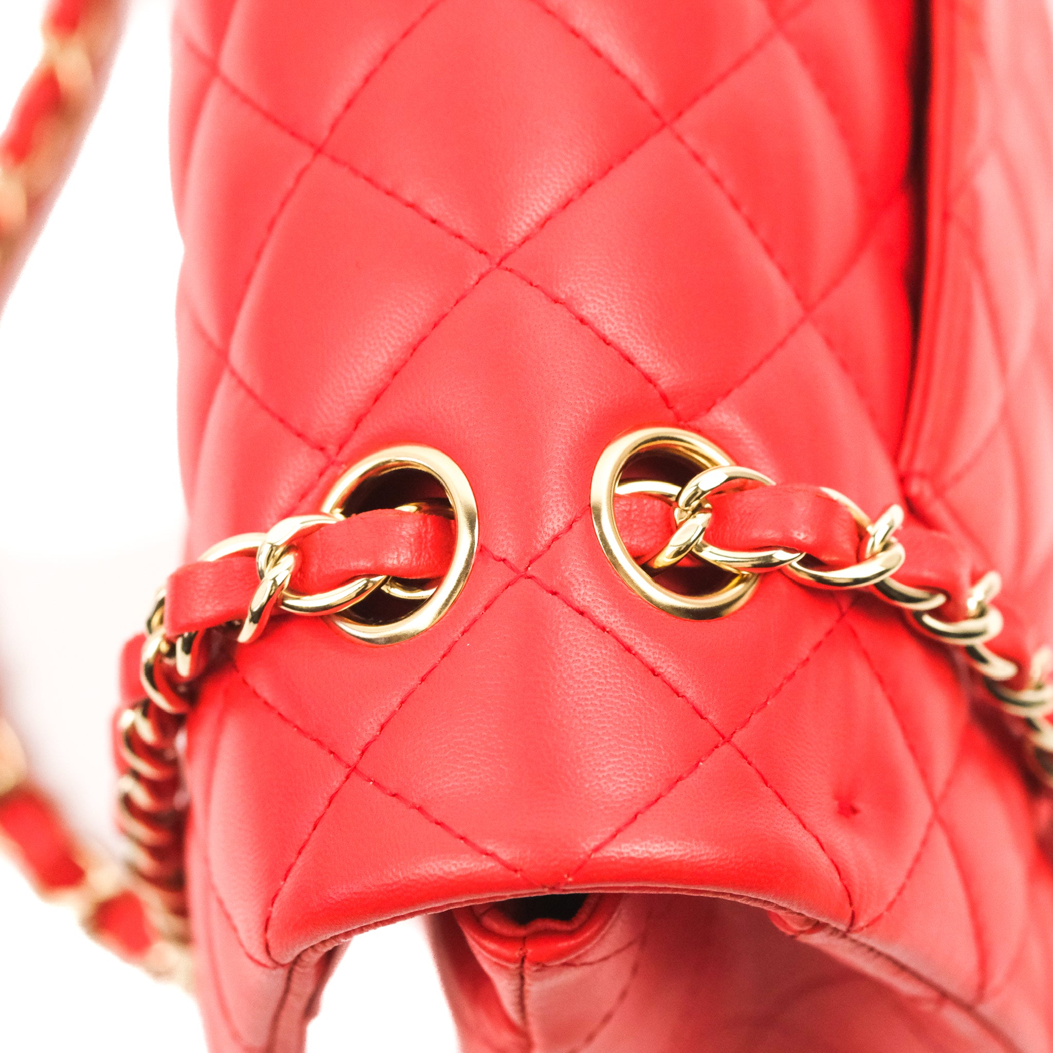 Chanel Classic Medium Double Flap Bag - Red Lambskin Leather with Gold Hardware | Luxury Designer Handbag for Women, Perfect for Parties, Weddings & Everyday Elegance
