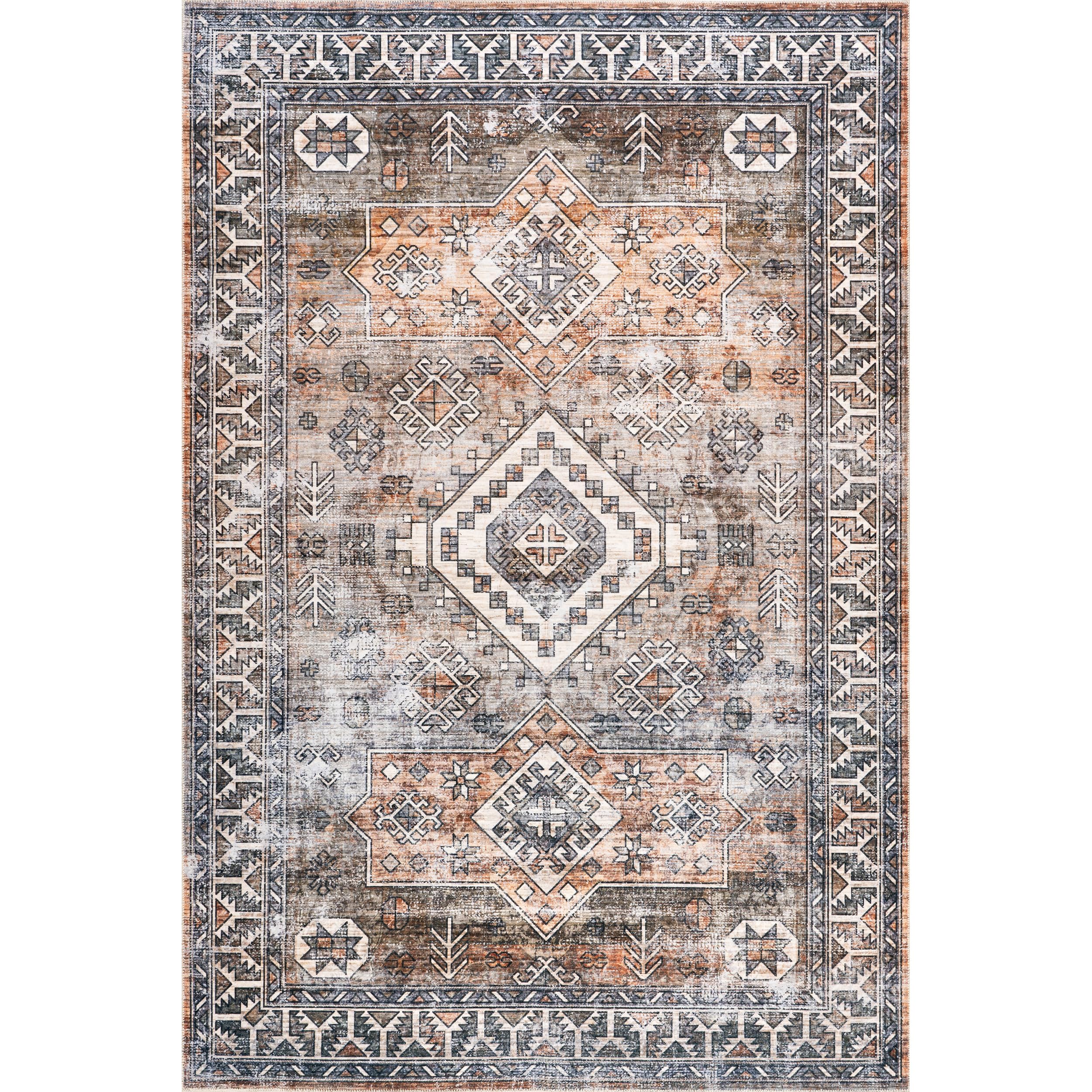 nuLOOM 6' x 9' Machine Washable Stain-Resistant Area Rug with Non-Slip Backing - Low Profile Modern Design for Living Room, Bedroom & Dining Room - Bowie Rust Color - Perfect for High Traffic Areas & Pet-Friendly Homes