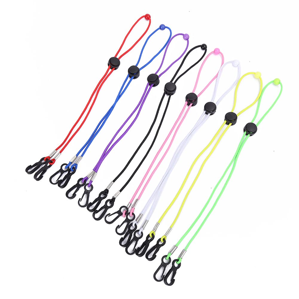 8 Pcs Adjustable Face Mask Lanyards - Multicolor Neck Strap with Clips for Kids & Adults - School, Work & Travel