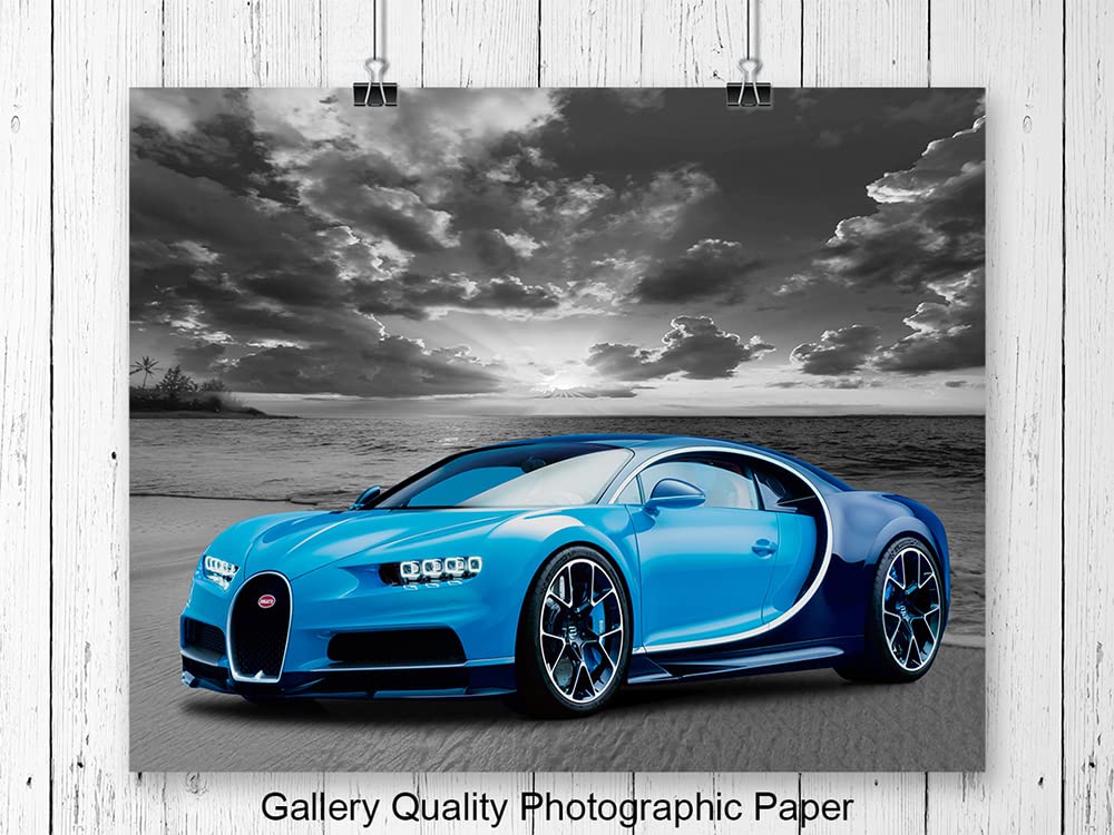 Lamborghini McLaren Ferrari Bugatti Sports Car Wall Art Posters - Boys Room Decor & Man Cave Wall Decor - Race Car Themed Garage & Bar Wall Art - Perfect for Coastal Beach Theme Bedrooms & Game Rooms