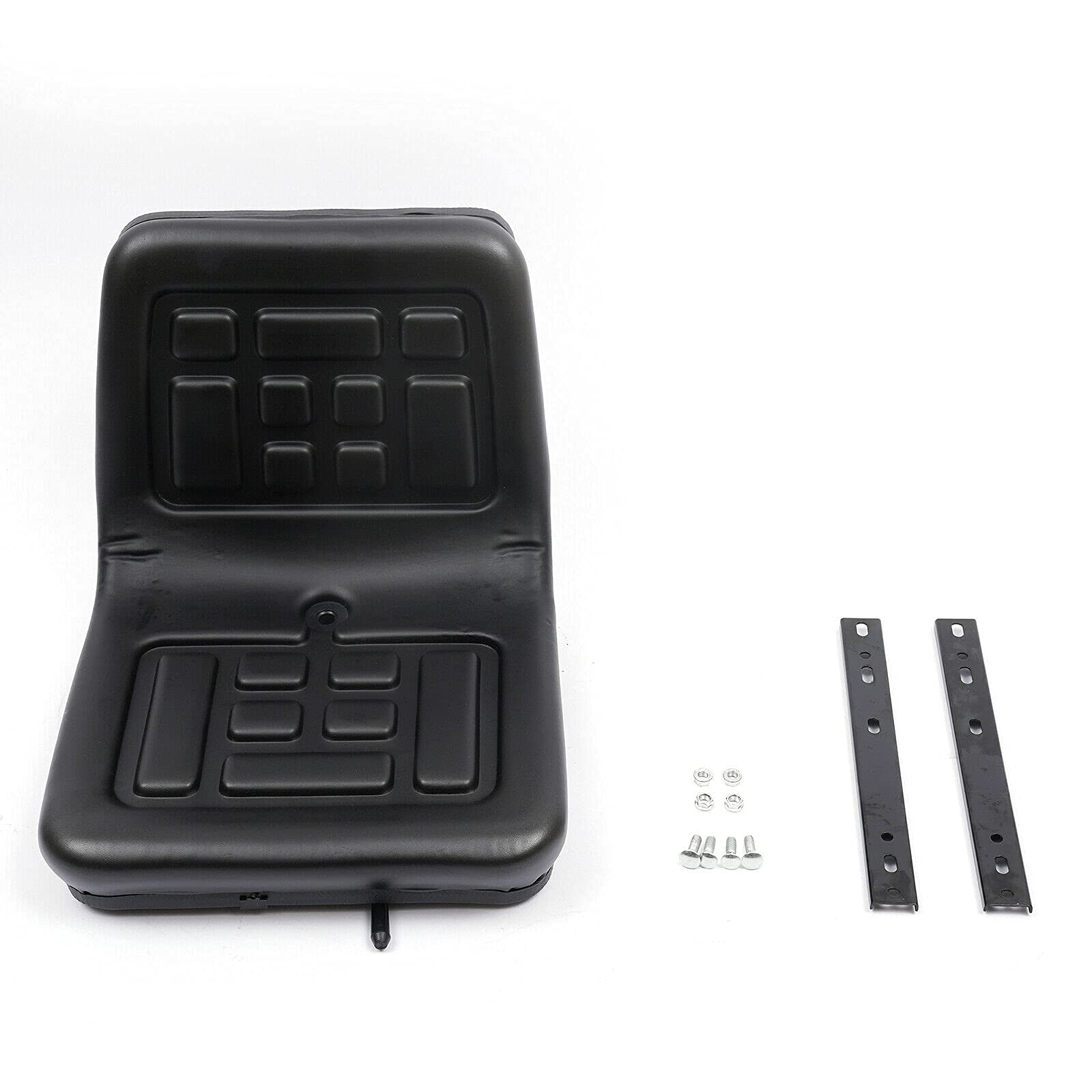 Universal Tractor Seat with Backrest - PU Leather Water-Resistant Lawn Mower Seat with Drain Hole & Adjustable Rails - Fits Loaders, Excavators, Tractors - Perfect for Farm Equipment, Landscaping & Outdoor Maintenance
