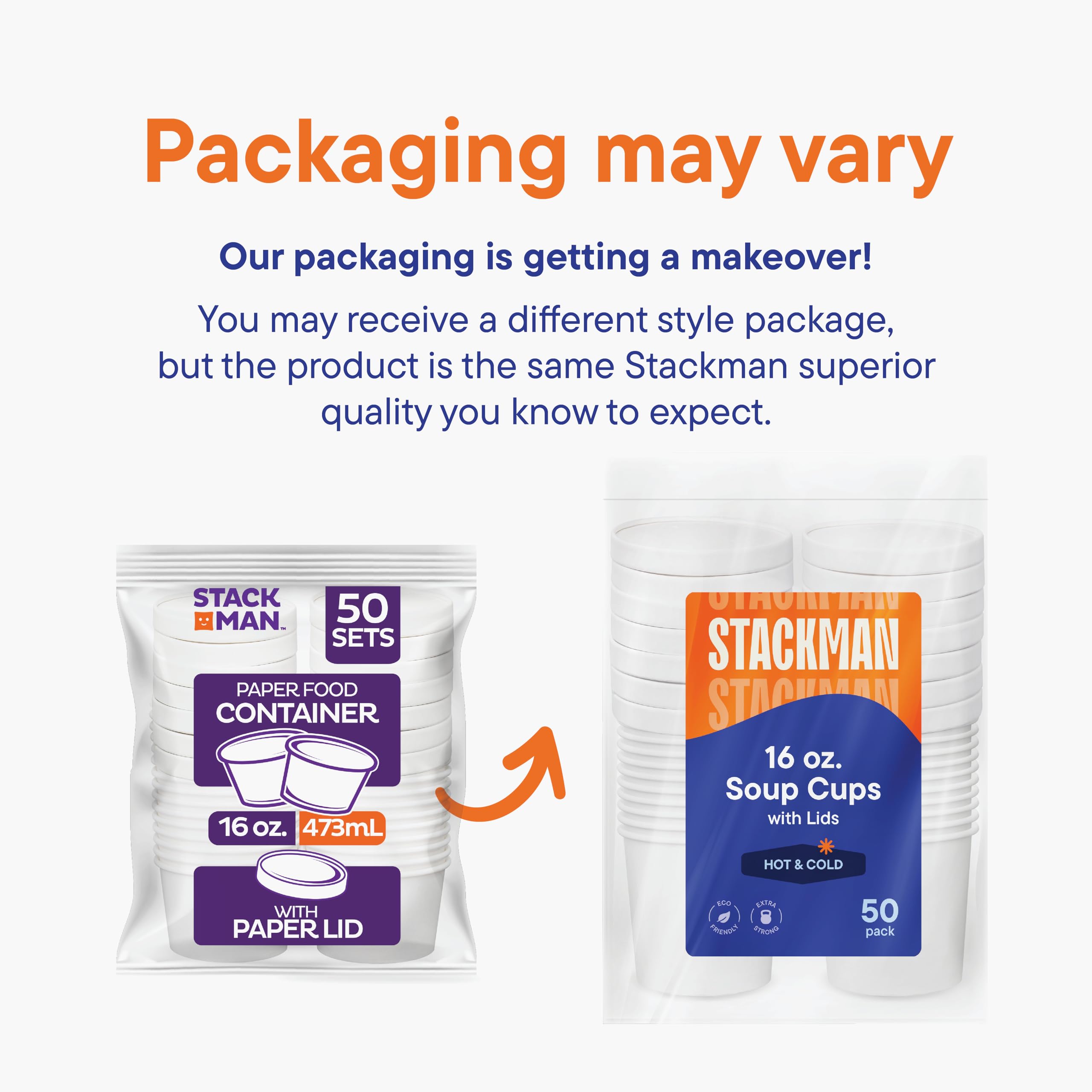Stack Man Insulated Paper Food Containers with Vented Lids - 12oz Hot & Cold Takeout Cups for Soups, Coffee, Ice Cream - Perfect for Restaurants, Food Trucks & Picnics