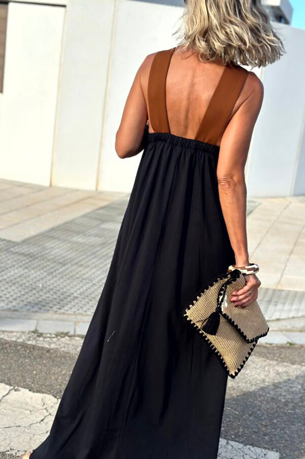 Stylish Crossover Backless Sleeveless Loose Maxi Dress for Women | Summer Beach Party & Evening Wear | Flowy Boho Chic Dress for Vacations & Date Nights