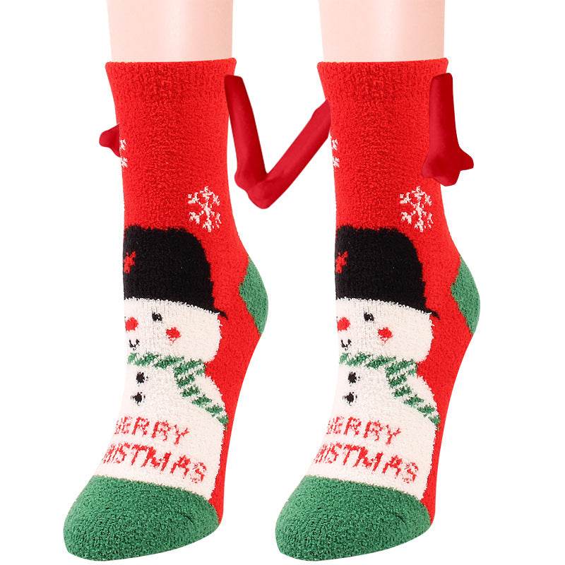 Hand In Hand Magnetic Christmas Socks - Festive Holiday Socks for Couples & Families - Perfect for Christmas Gifts, Stocking Stuffers & Winter Home Decor