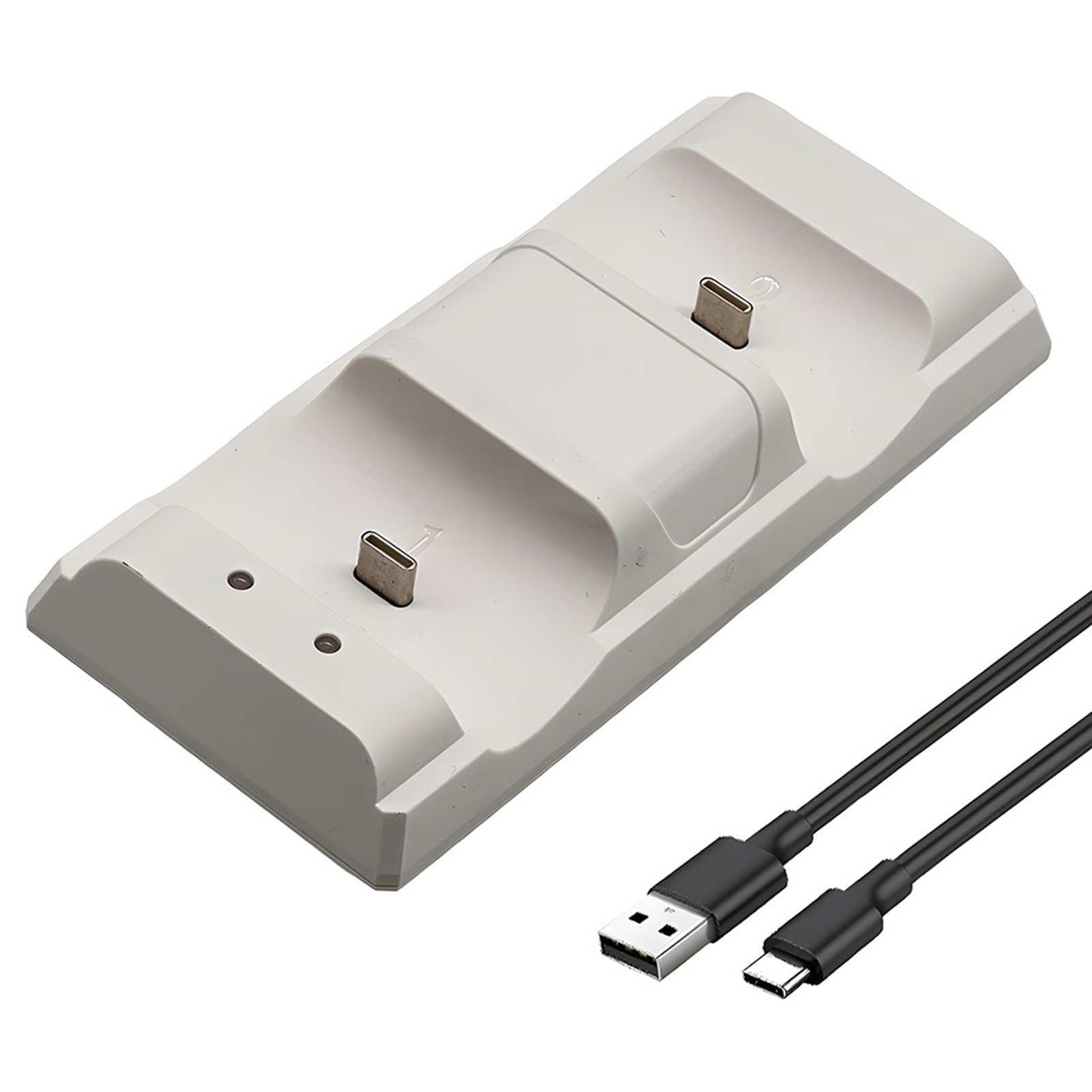Wilitto PS5 Controller Charger Station - Dual USB-C Fast Charging Dock for PS5 DualSense Controllers with 2 Cable Types (White) - Perfect for Gaming Setup & Multiplayer Sessions