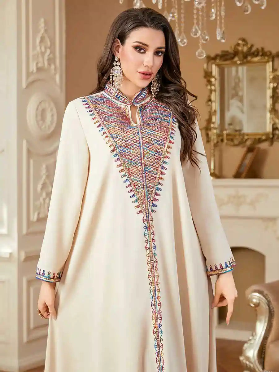 Elegant Eid Arab Embroidery Caftan Dress for Women - Traditional Moroccan Kaftan #254358 - Perfect for Eid Celebrations, Weddings & Special Occasions