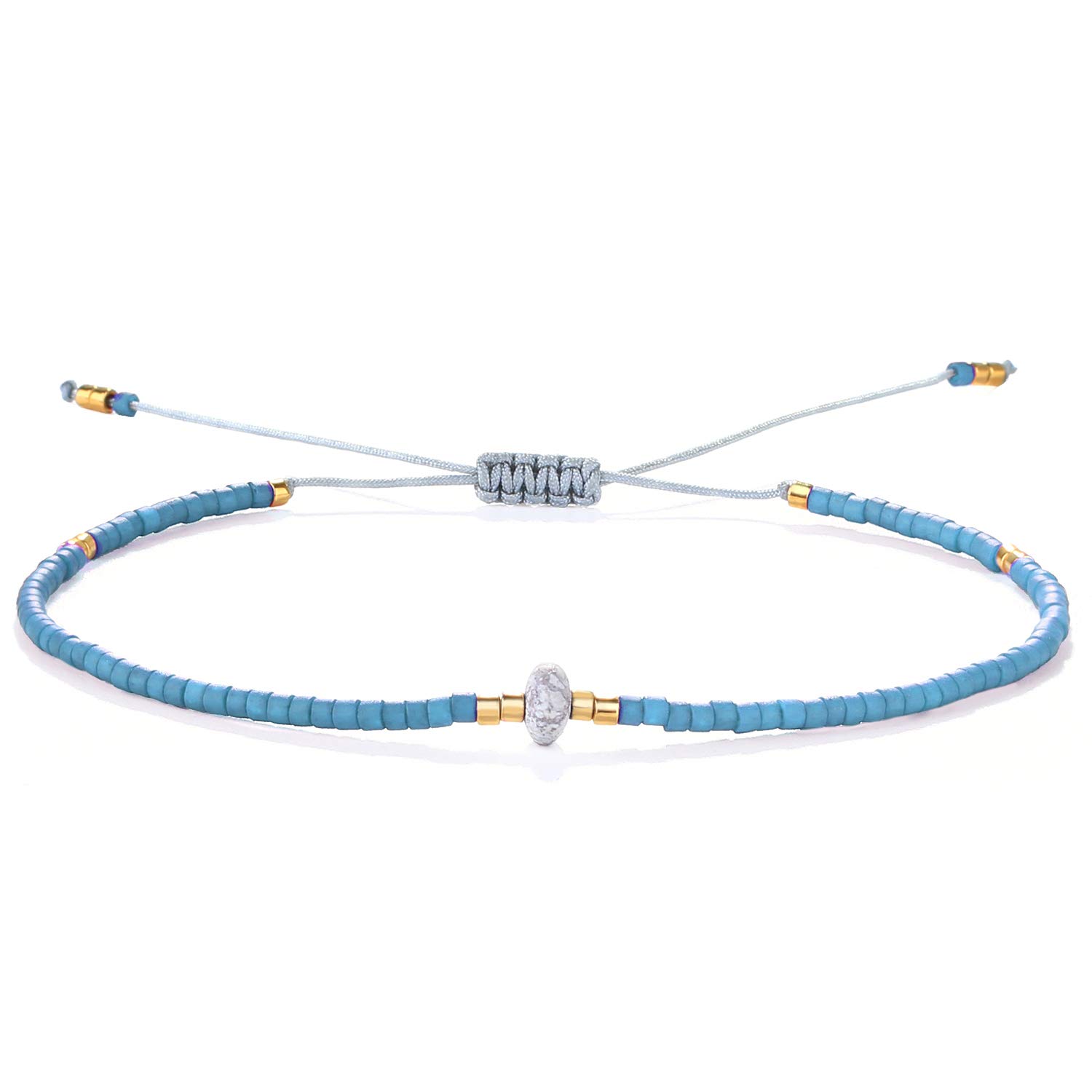 KELITCH Agate Seed Beads Friendship Bracelets for Women - Thin Stretch Beaded Bracelet Set - Boho Beach Jewelry for Summer, Gifts, Parties & Everyday Wear