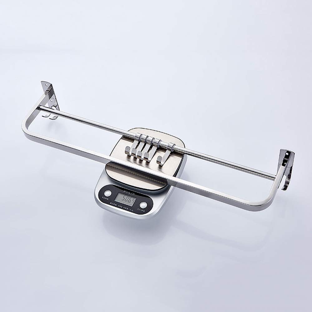 Stainless Steel Bathroom Shelf & Towel Rack - Wall Mounted Storage Organizer with Hooks for Bath Towels, Kitchen Utensils & Spices | Perfect for Shower, Bathroom & Kitchen Decor (SUS 304)