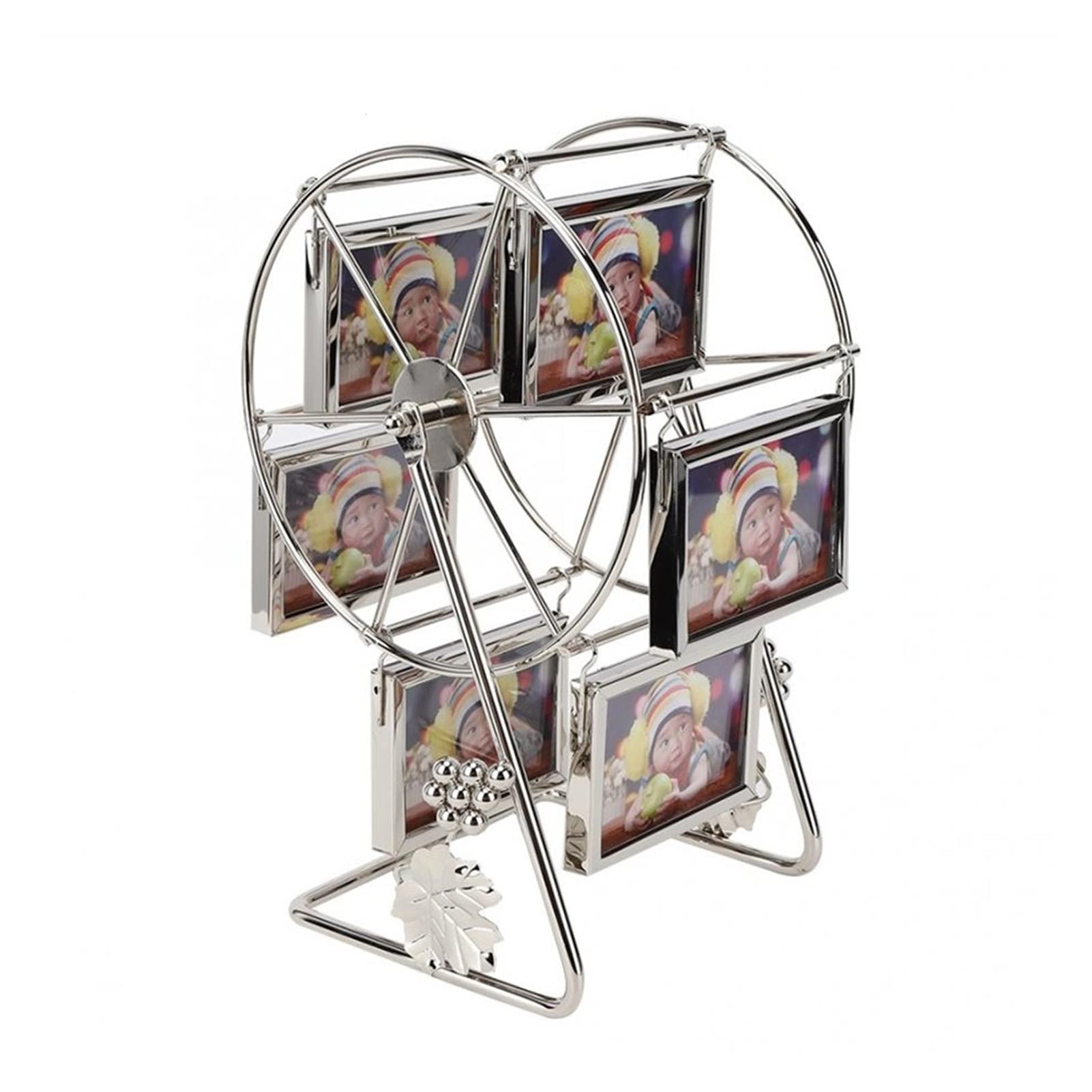 Rotatable Ferris Wheel Photo Frame - DIY Windmill Picture Frame for 2x3 Inch Photos | Unique Home Decor & Tabletop Display for Family Memories | Perfect for Living Room, Bedroom, or Office Decor