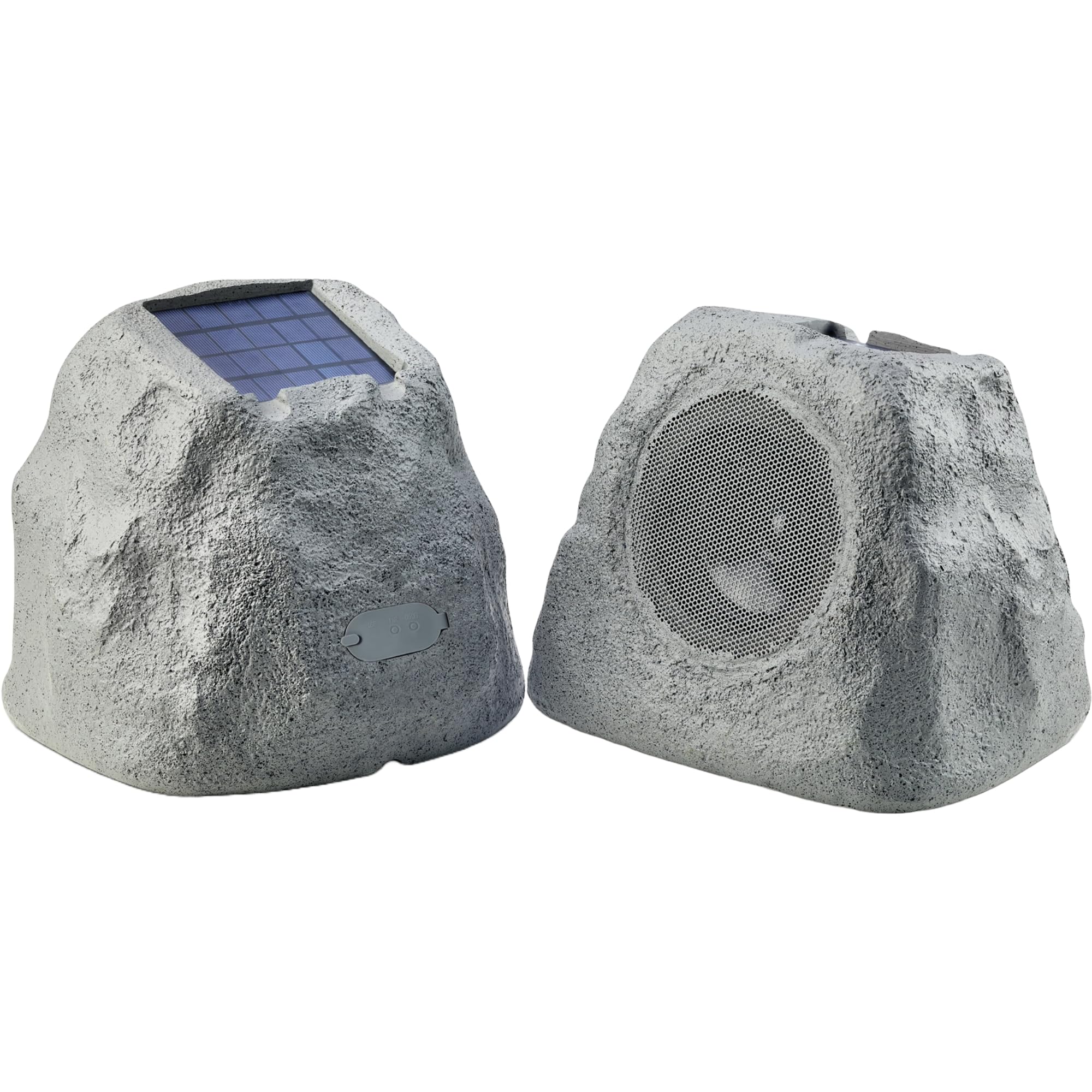Gemini Sound GHRK-500LTMS-PR: Solar-Powered Bluetooth Rock Speakers - Wireless Outdoor Speakers with Multi-Link, Weatherproof Design & LED Lights for Pool Party, Garden, Patio & Backyard Entertainment