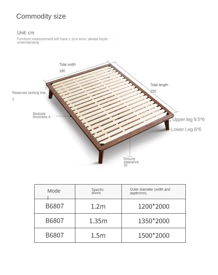 Solid Oak Wood Platform Bed Frame - Queen Size, No Headboard - Modern Minimalist Bedroom Furniture for Small Spaces & Studio Apartments