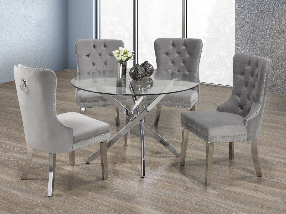 5-Piece Modern Grey Dining Set - Elegant Kitchen Table & Chairs for Small Spaces, Perfect for Apartments & Breakfast Nooks