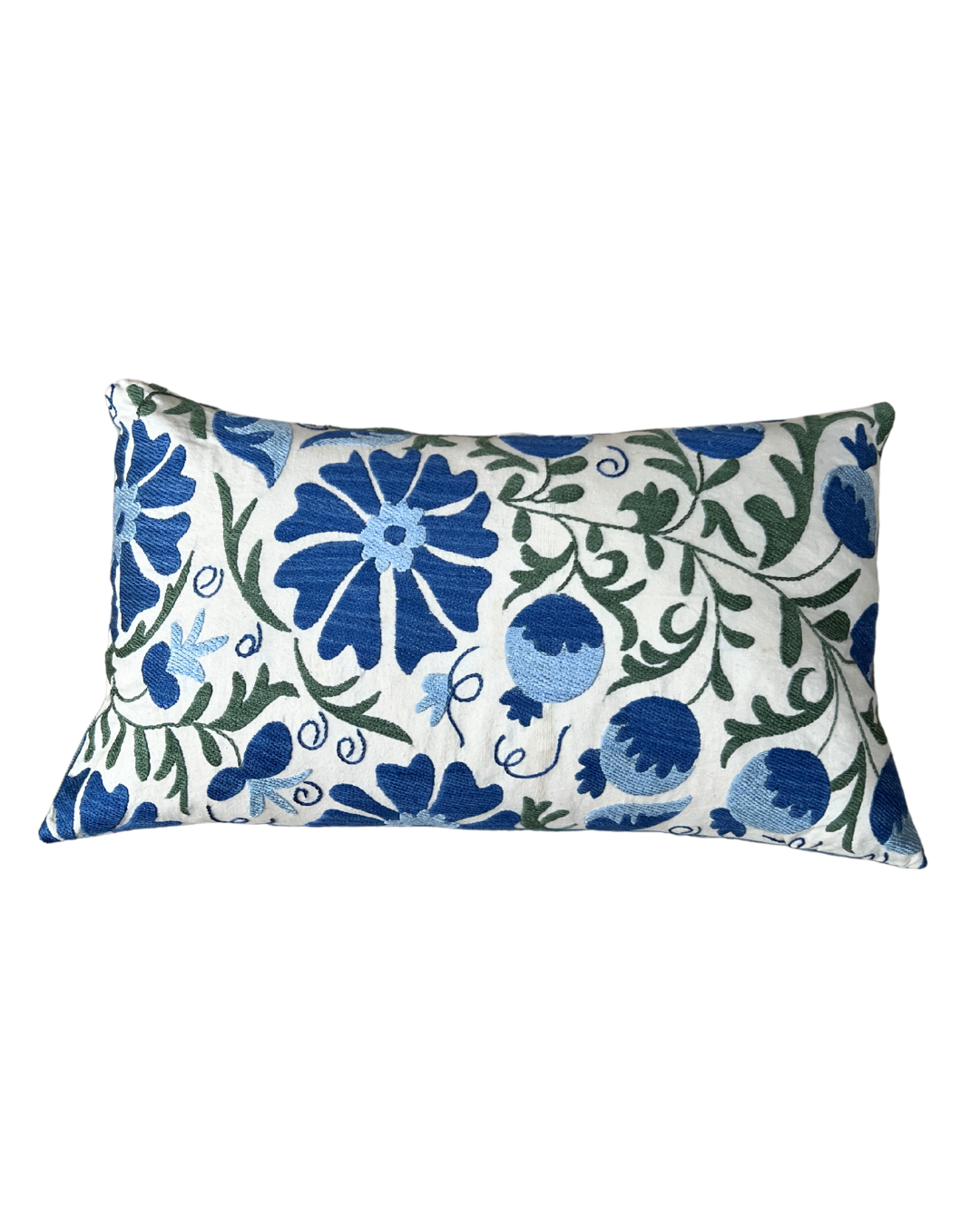 Blue & Green Rectangle Suzani Cushion Cover - Bohemian Home Decor Pillow Case for Sofa, Bed, Chair - Perfect for Living Room, Bedroom & Outdoor Use