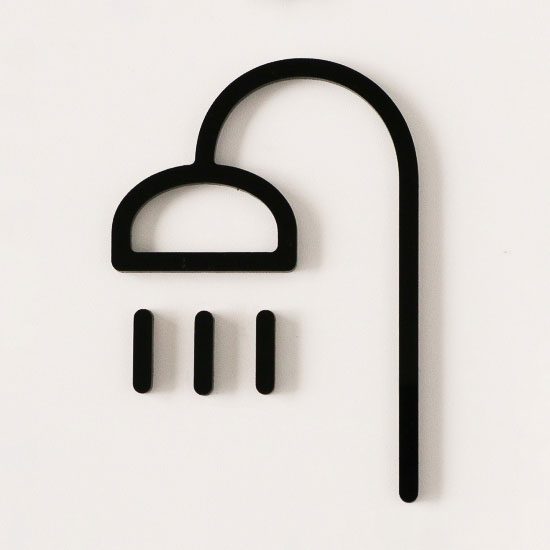 MOHEIM Black Shower Door Sign - Waterproof Bathroom Hanging Sign for Hotels, Spas & Home Use