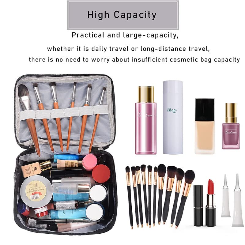 Yashodhara Double Layer Makeup Bag for Travel - Black Cosmetic Organizer & Toiletry Case | Perfect for Vacation, Gym, and Daily Essentials Storage