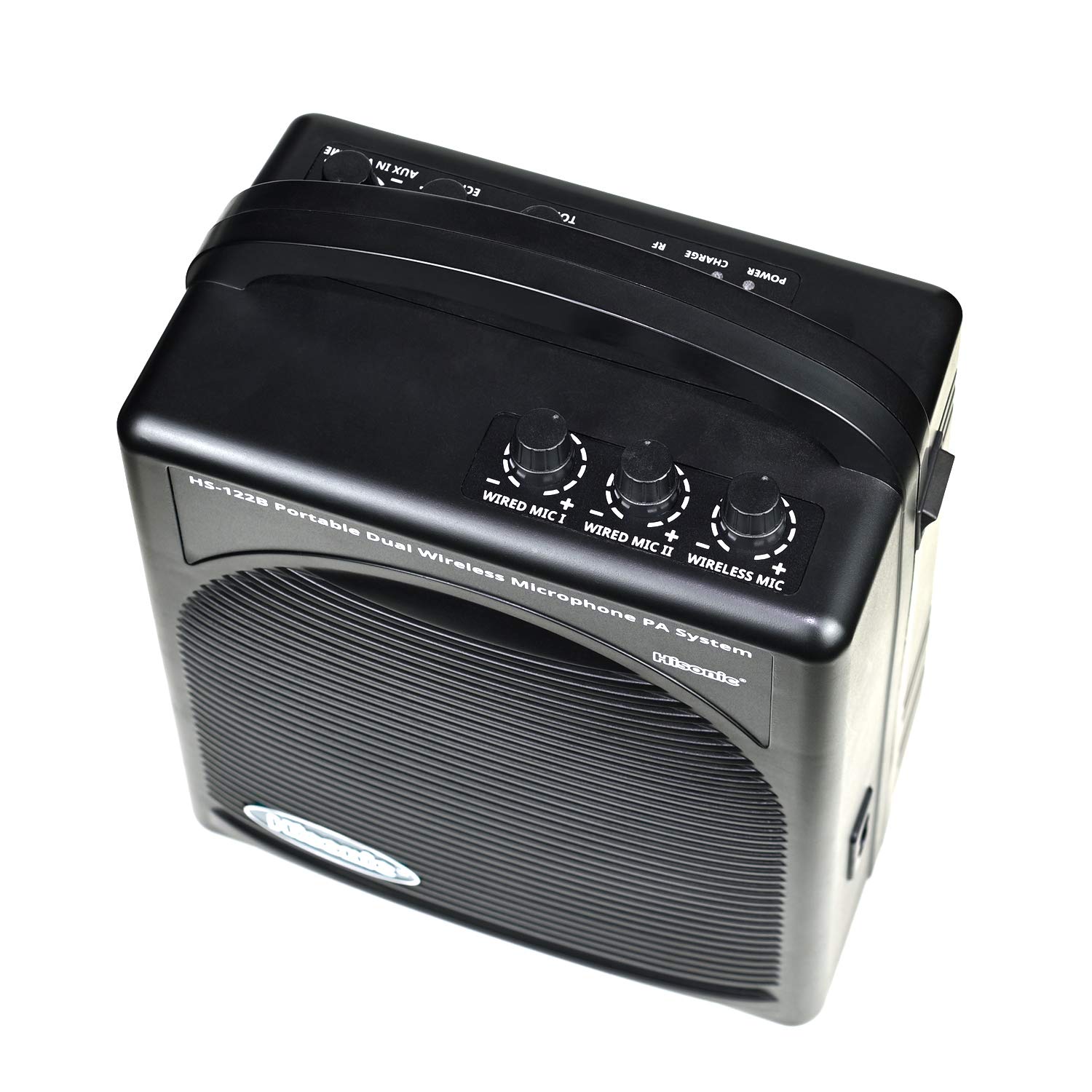 Hisonic HS122B-HL Rechargeable Portable PA System with Dual UHF Wireless Microphones (1 Handheld + 1 Belt-Pack) - Perfect for Outdoor Events, Public Speaking & Live Performances