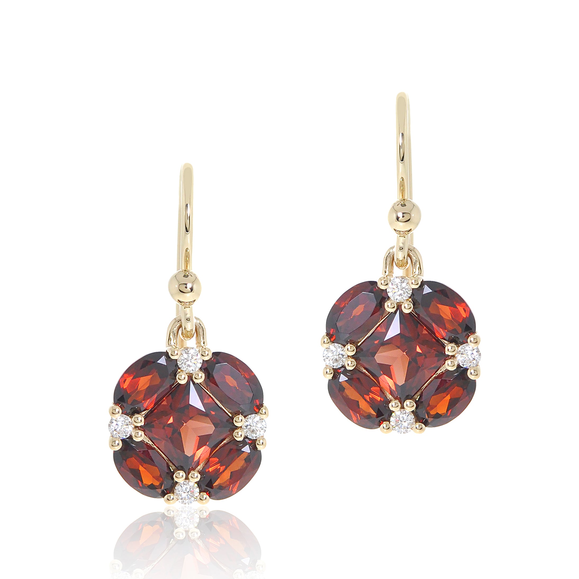 Exquisite Garnet & Diamond Quadrille Drop Earrings – Elegant Dangle Jewelry for Women | Perfect for Weddings, Parties & Special Occasions