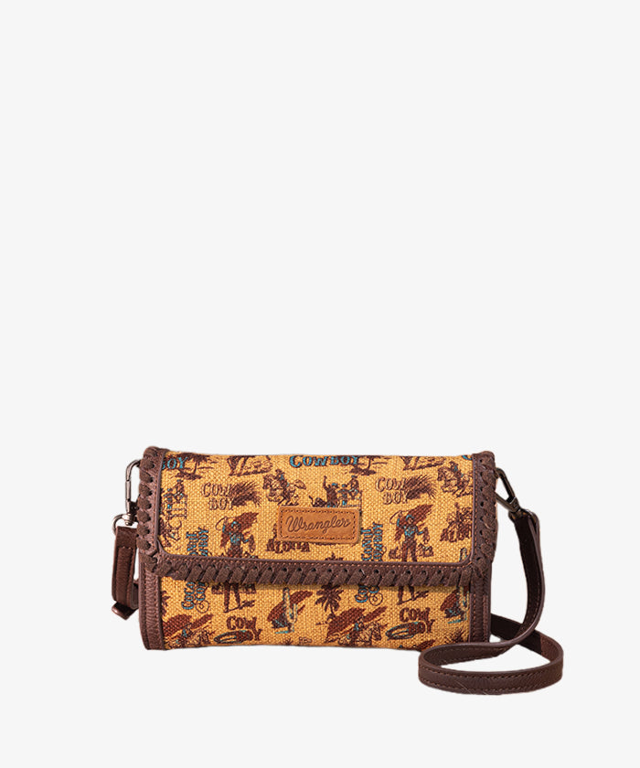 Wrangler Cowboy Print Mini Crossbody Bag for Women - Western Style Leather Purse - Perfect for Concerts, Rodeos & Everyday Use