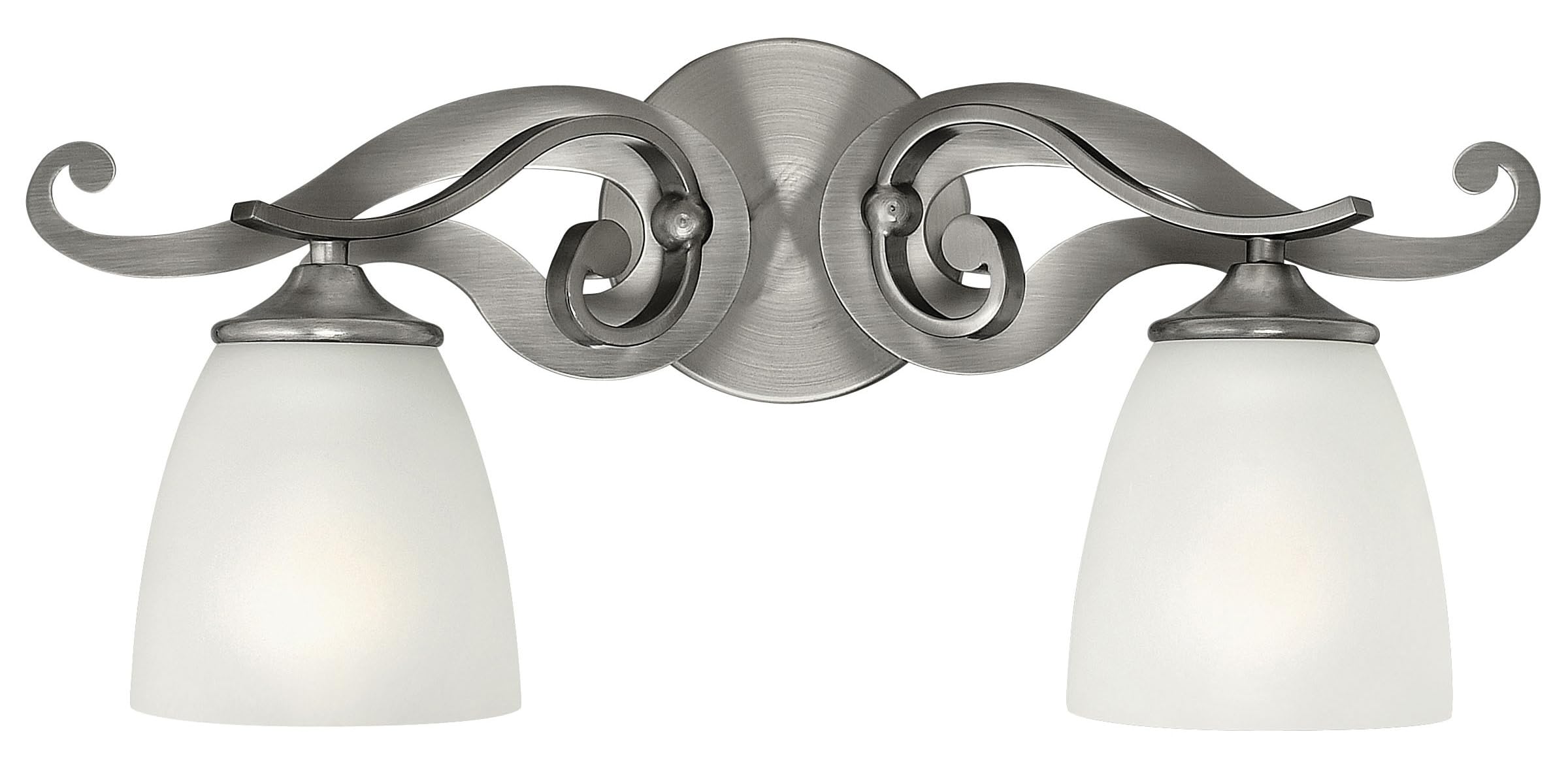 Stylish Hinkley Reese Collection Transitional Two-Light Bathroom Vanity Fixture in Antique Nickel - Perfect for Modern and Classic Bathroom Decor