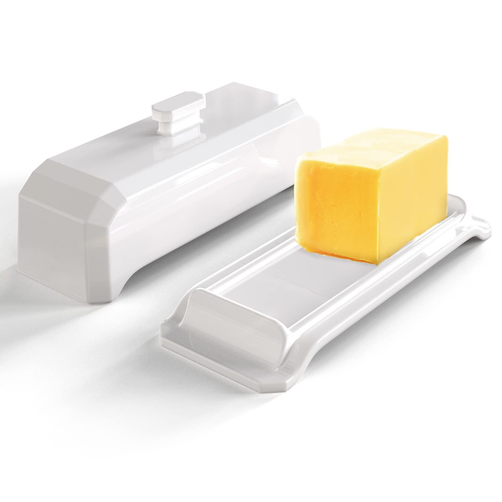 Luvan Ceramic Butter Dish with Lid - Porcelain Butter Keeper for Countertop, Non-Slip Frosted Base, Easy Scoop Design | Perfect for East & West Coast Butter Storage | Microwave, Dishwasher & Oven Safe | Ideal for Kitchen, Dining Table & Breakfast Buffet