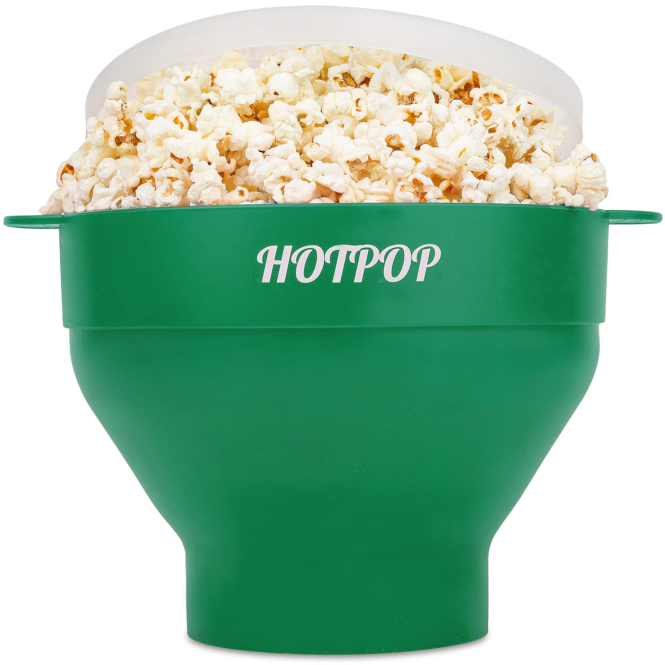 Original Hotpop Microwave Popcorn Popper - BPA-Free Silicone Collapsible Popcorn Maker with Dishwasher Safe Bowl (20 Colors, Olive Green) - Perfect for Movie Nights, Snack Time & Family Gatherings