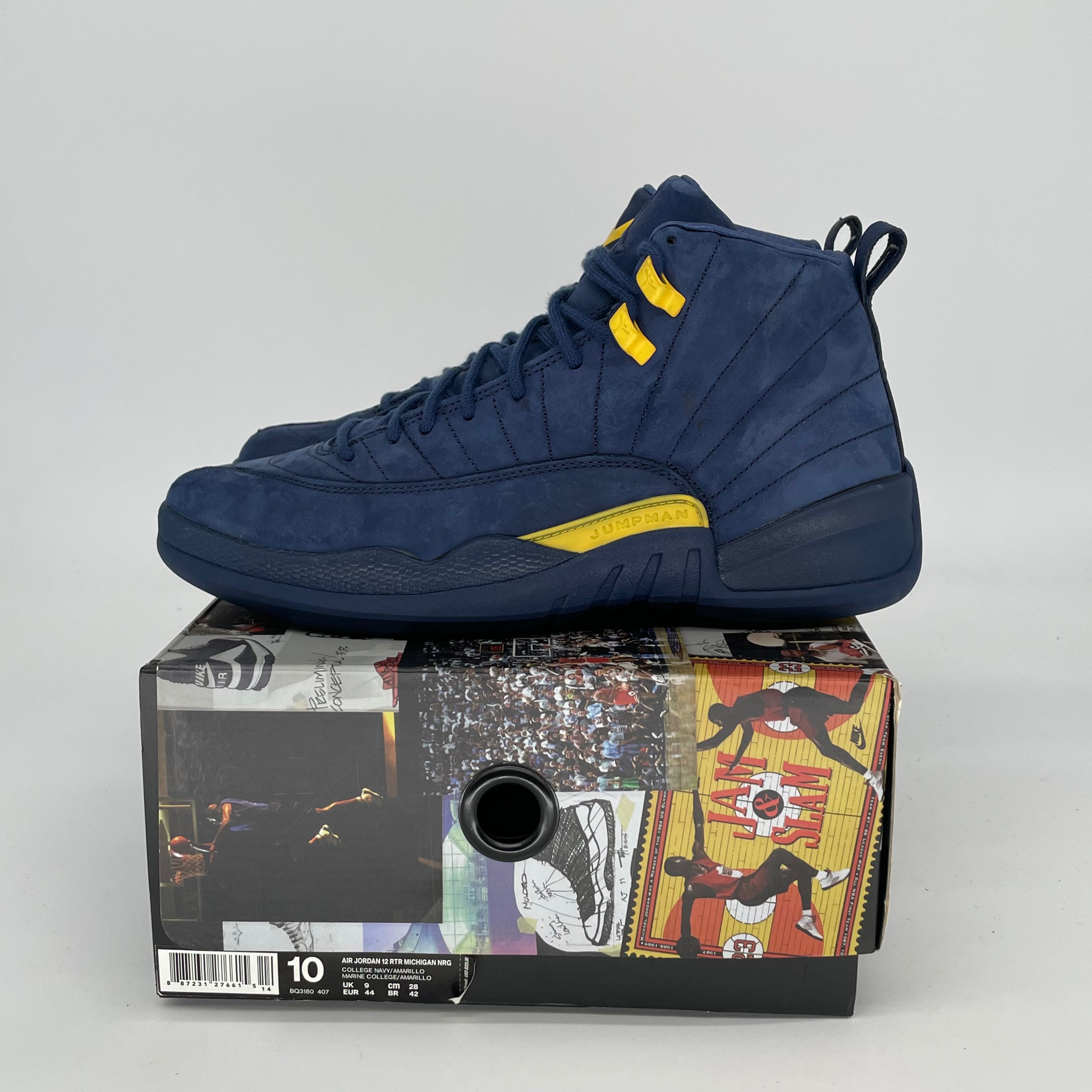 AIR JORDAN 12 Michigan Basketball Shoes - Men's Size 10/Women's Size 11.5 (BQ3180-407) - Retro Sneakers for Sports, Casual Wear & Sneaker Collection