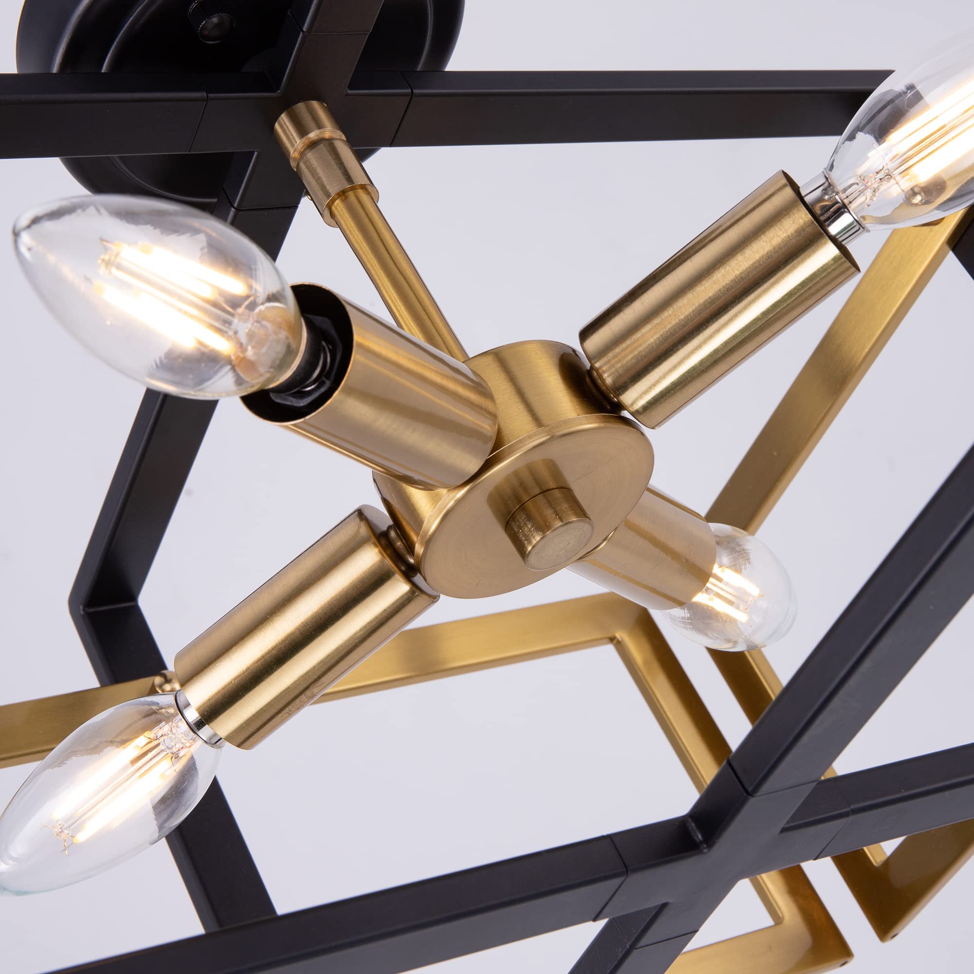 TOCHIC Black Gold Farmhouse Flush Mount Ceiling Light - 4-Light Industrial Metal Chandelier for Dining Room, Living Room, Foyer, Hallway & Bedroom | Perfect for Rustic Home Decor & Modern Farmhouse Lighting