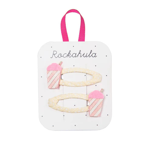 Rockahula Milkshake Hair Clips for Women - Cute Kawaii Food Shaped Barrettes for Girls, Teens & Adults - Perfect for School, Work, Parties & Everyday Styling
