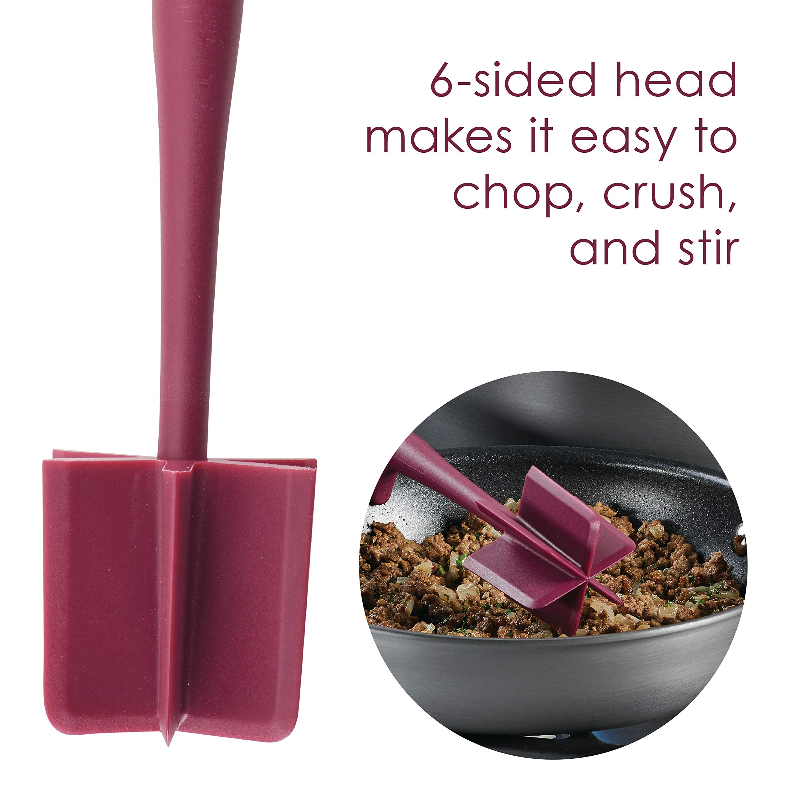 Rachael Ray 3-Piece Cooking Utensil Set - Lazy Crush & Chop, Flexi Turner, and Scraping Spoon - Burgundy Red Kitchen Tools for Chopping, Flipping, and Scraping - Perfect for Baking, Cooking, and Meal Prep