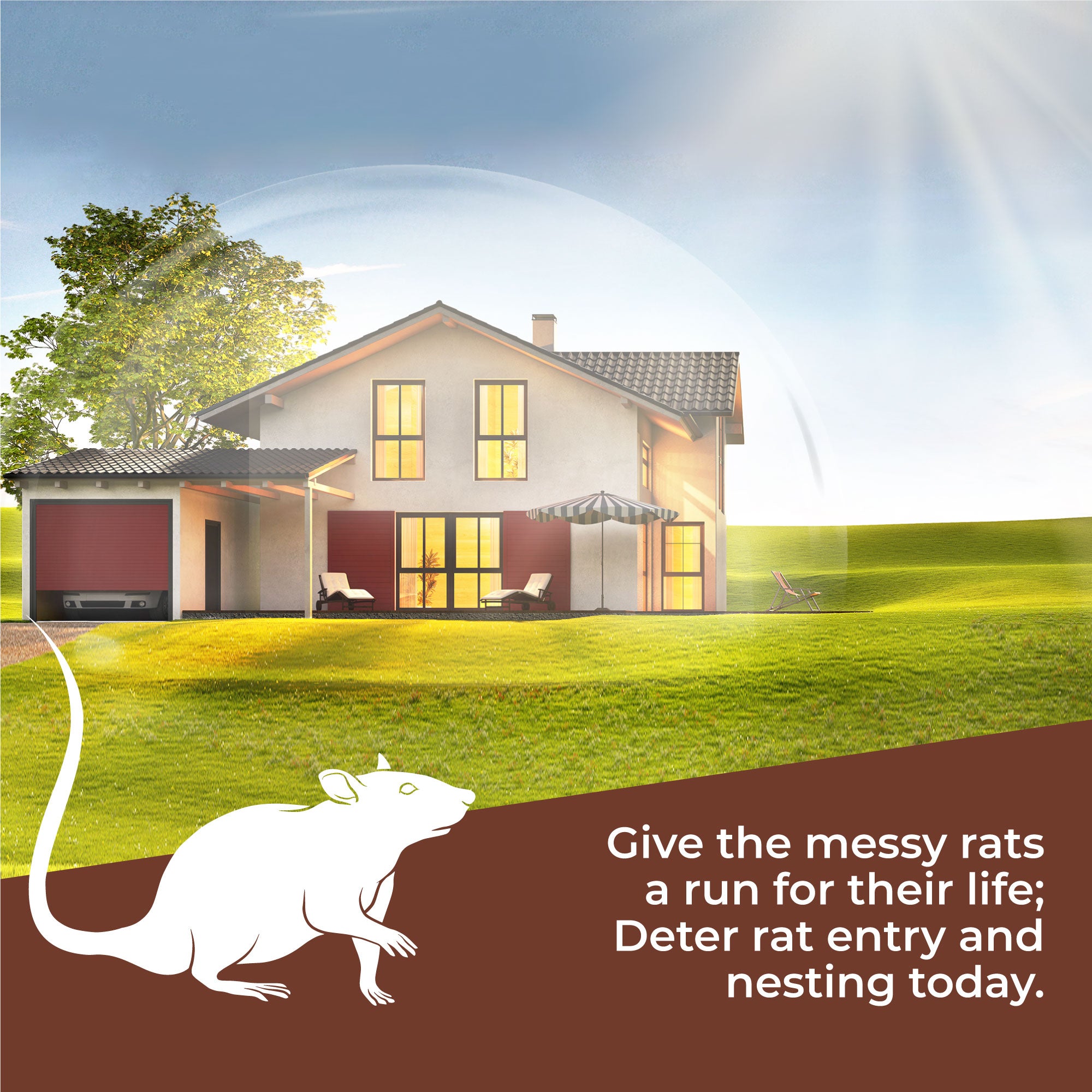 Best Ultrasonic Rat Repellent - Safe & Effective Pest Control for Home, Garage & Garden - Non-Toxic Rodent Deterrent for Indoor & Outdoor Use