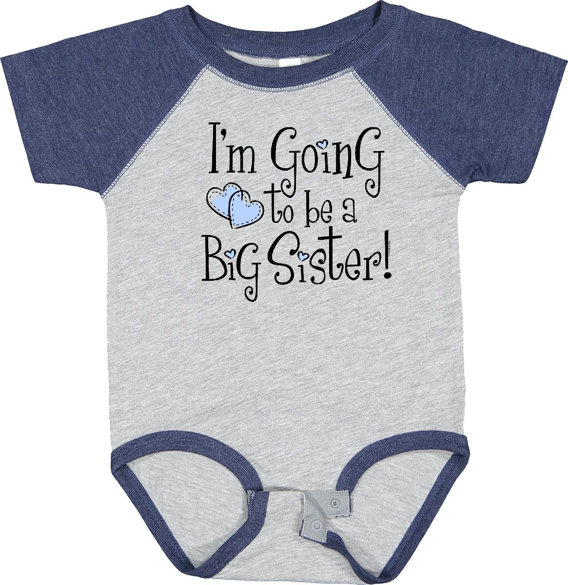 Inktastic Heart New Big Sister Baby Bodysuit - Cute Cotton Onesie for Newborn Girls - Perfect Big Sister Announcement Gift for Baby Shower & Sibling Photo Shoots