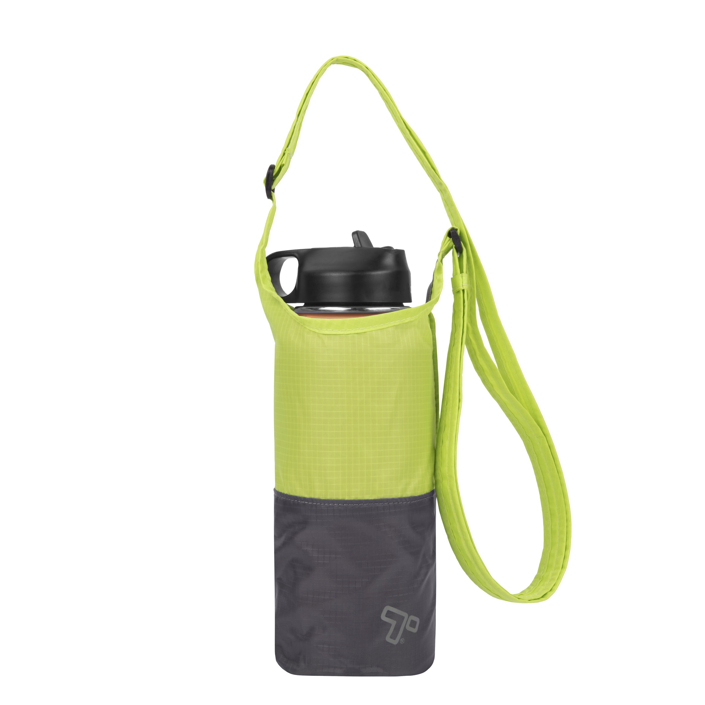 Travelon Packable Water Bottle Tote Bag - Lightweight & Collapsible, Lime & Gray - Perfect for Travel, Hiking, Gym & Outdoor Activities