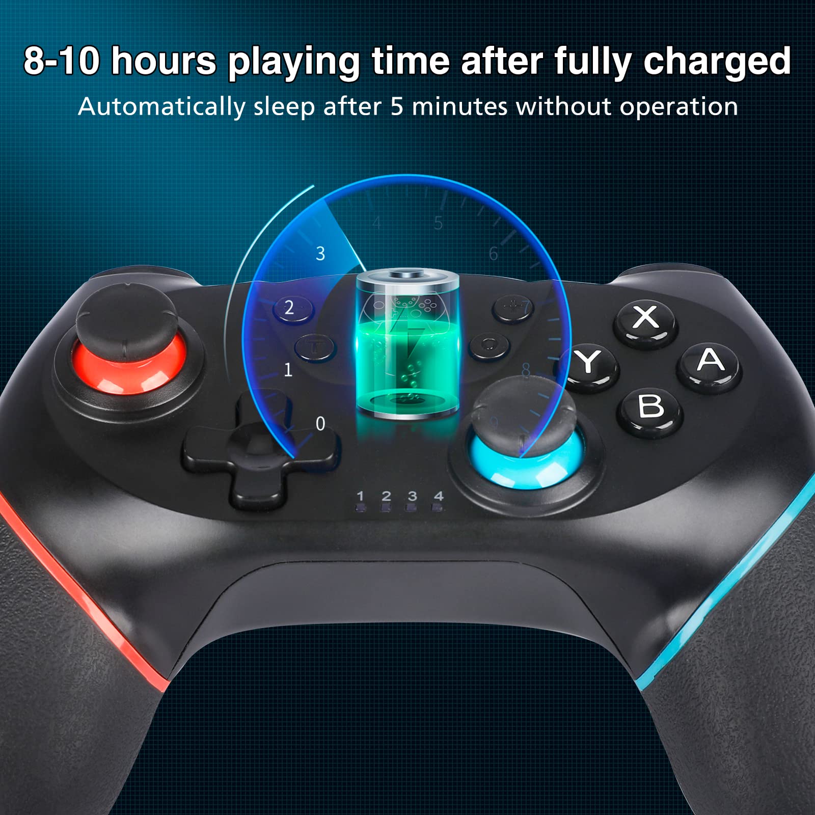 YCCTEAM Wireless Pro Controller for Nintendo Switch/Switch Lite/Switch OLED/PC - Dual Vibration, Motion Control & Turbo Function - Perfect for Gaming at Home or On-The-Go