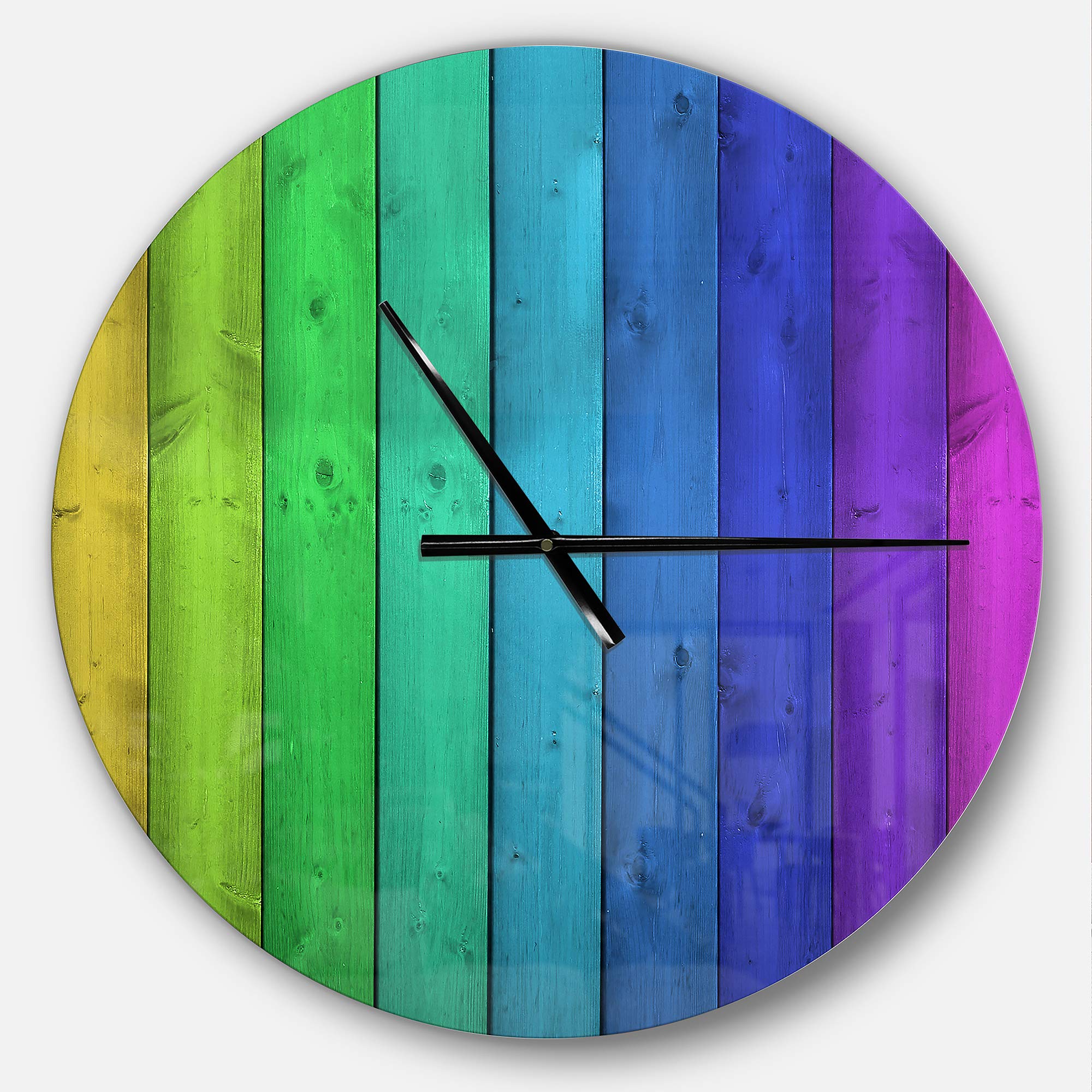 Designart Rainbow Colors Wooden Wall Art - Modern & Contemporary Round Wall Clock for Home, Living Room, Bedroom, Office Decor - Perfect for Boho, Farmhouse & Minimalist Interior Design Styles