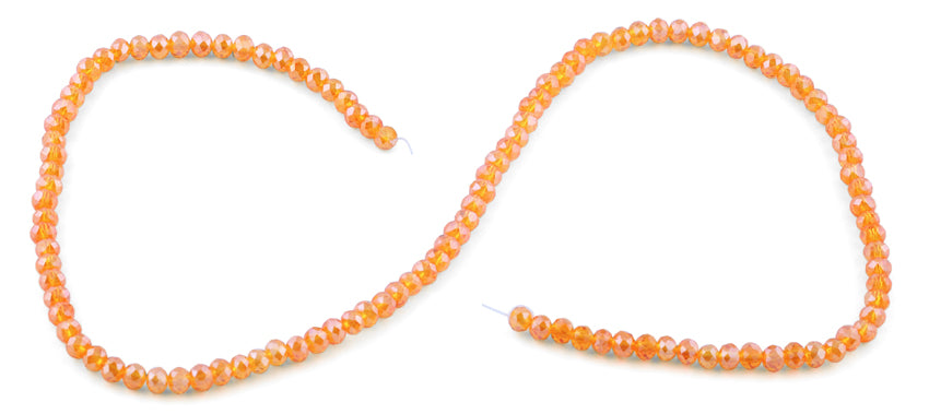 4mm Clear Orange Faceted Rondelle Crystal Beads for Jewelry Making - DIY Bracelets, Necklaces, Earrings & Craft Projects