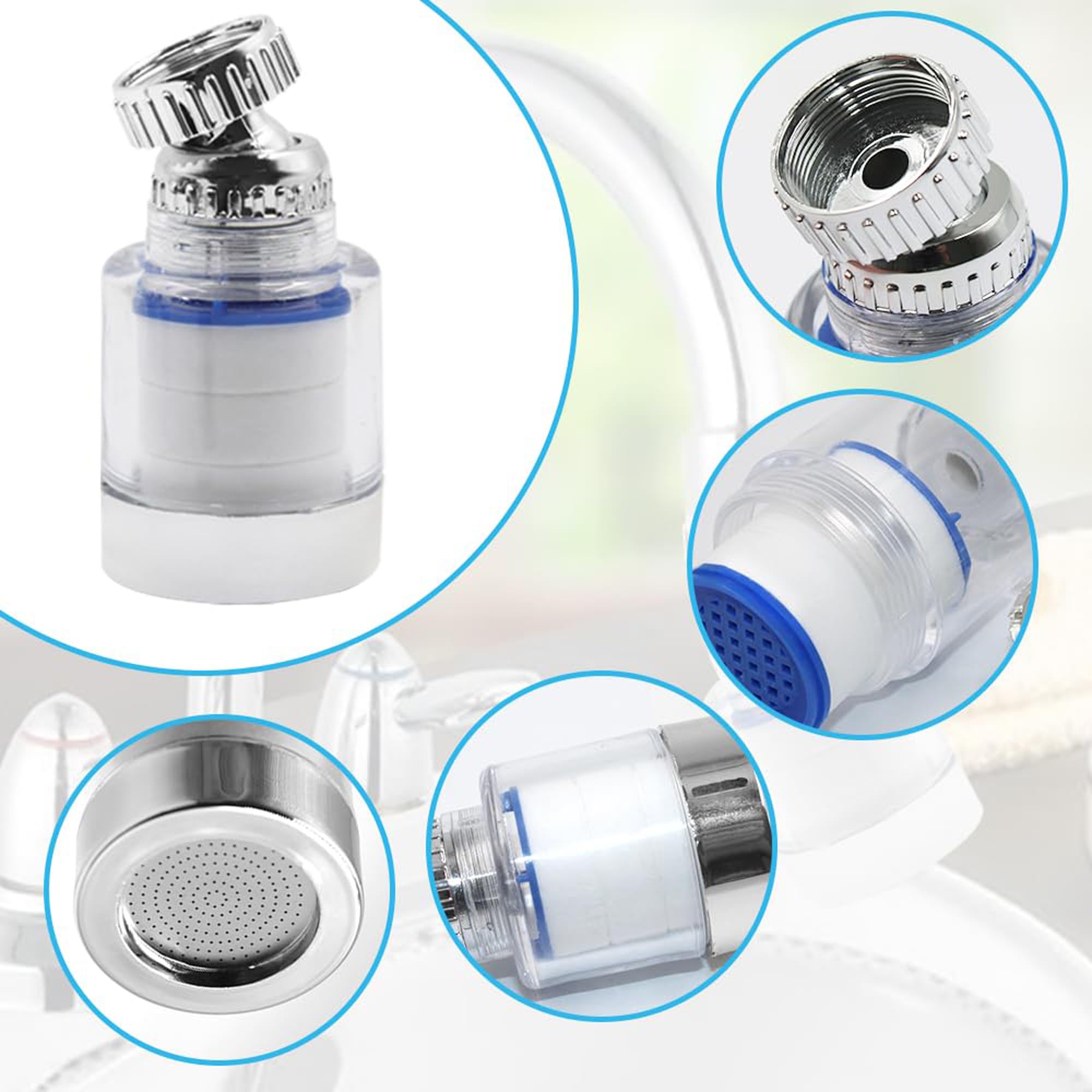 360° Rotating Bathroom & Kitchen Faucet Water Filter - 2 Pack | Removes Fluoride, Heavy Metals & Hard Water | Perfect for Sink Purification in Homes, Apartments & RVs