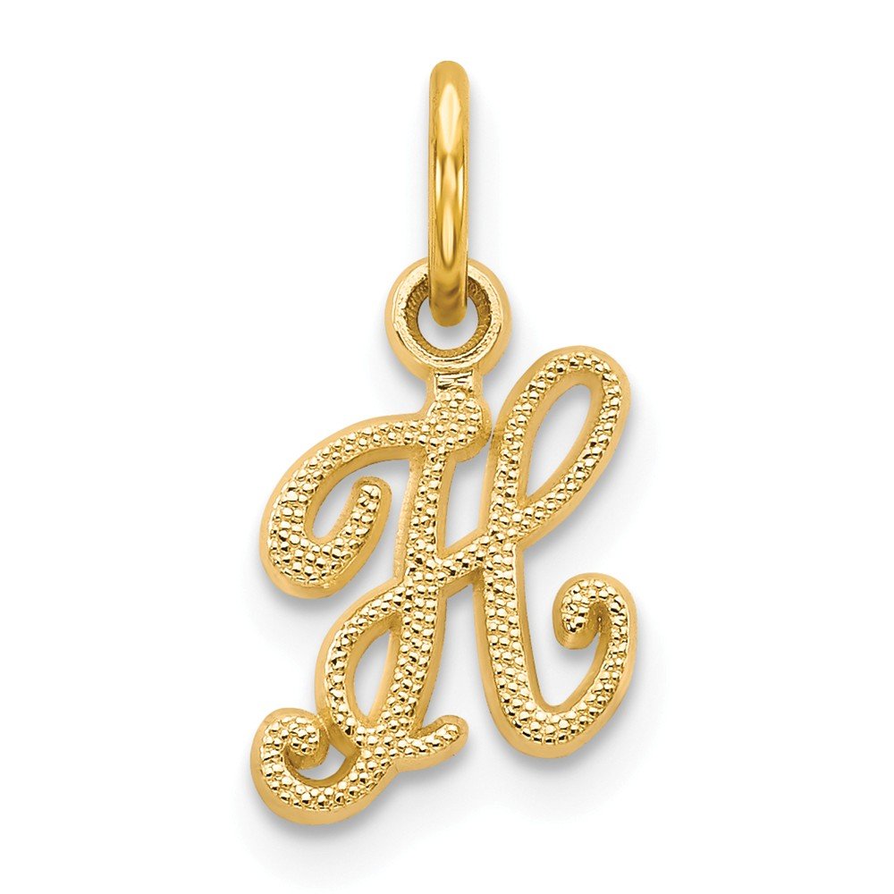 14K Yellow Gold Casted Initial H Charm - Personalized Letter Pendant for Necklace, Gift for Her, Birthday, Anniversary, Valentine's Day Jewelry