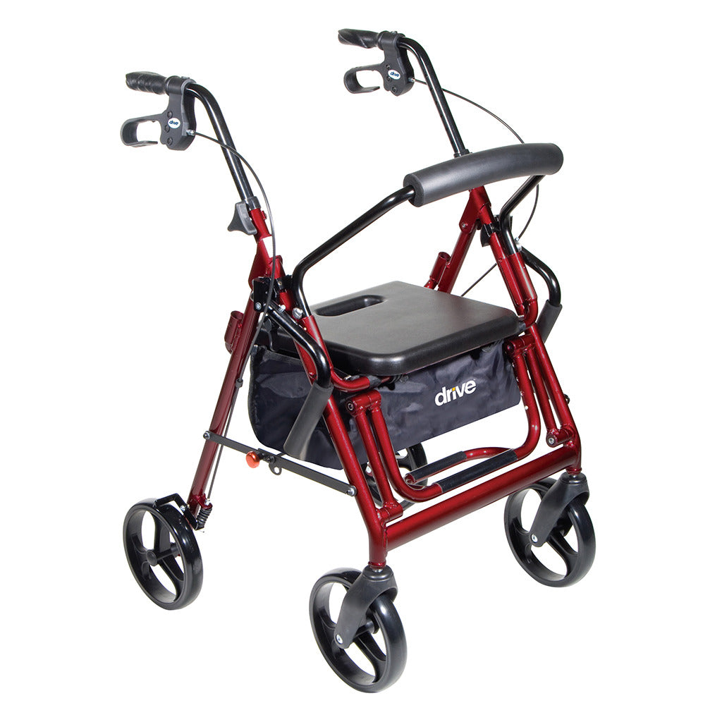 Duet Transport Wheelchair Rollator Walker - Lightweight Folding Mobility Aid for Seniors & Disabled - Perfect for Travel, Shopping & Outdoor Activities