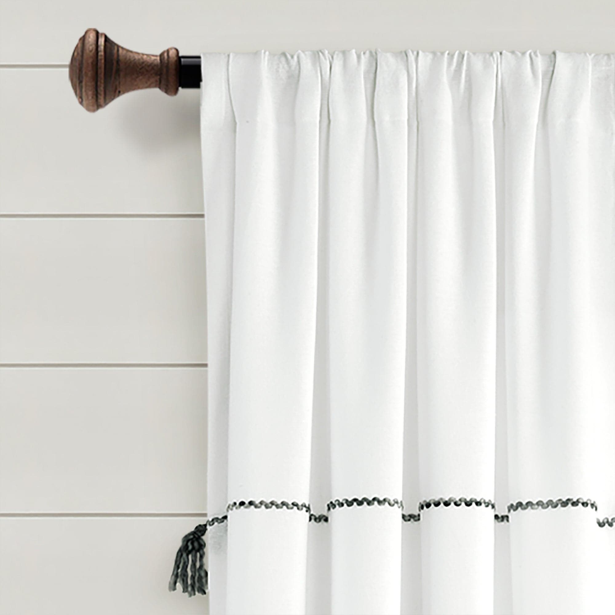 Farmhouse Boho Stripe Woven Tassel Window Curtains - Yarn Dyed Recycled Cotton Blend Panel Set (2 Pack) for Living Room, Bedroom & Dining Room Decor