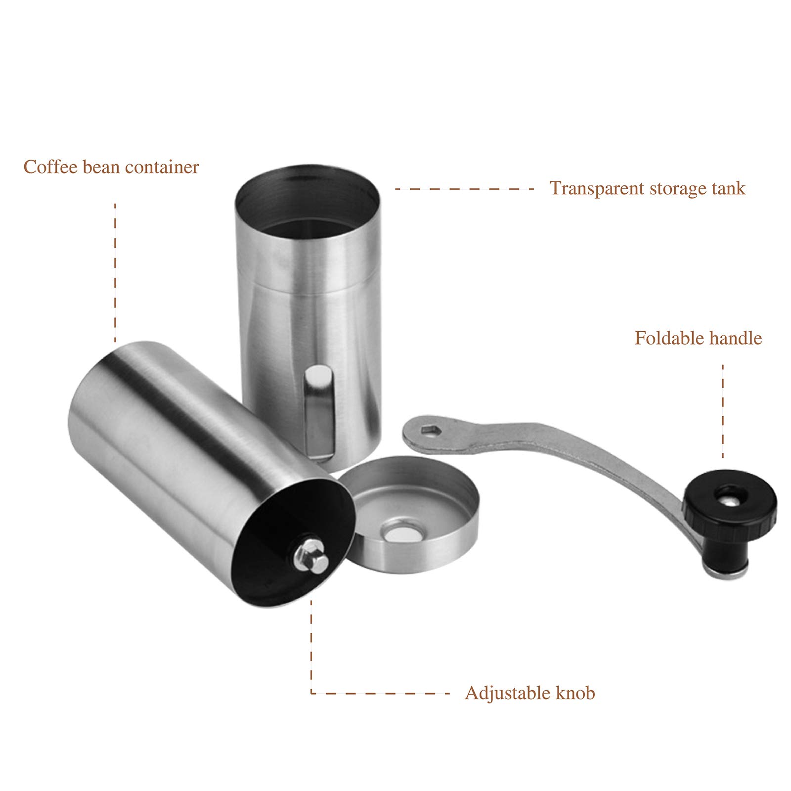 Portable Manual Coffee Grinder - Stainless Steel Adjustable for Home & Travel