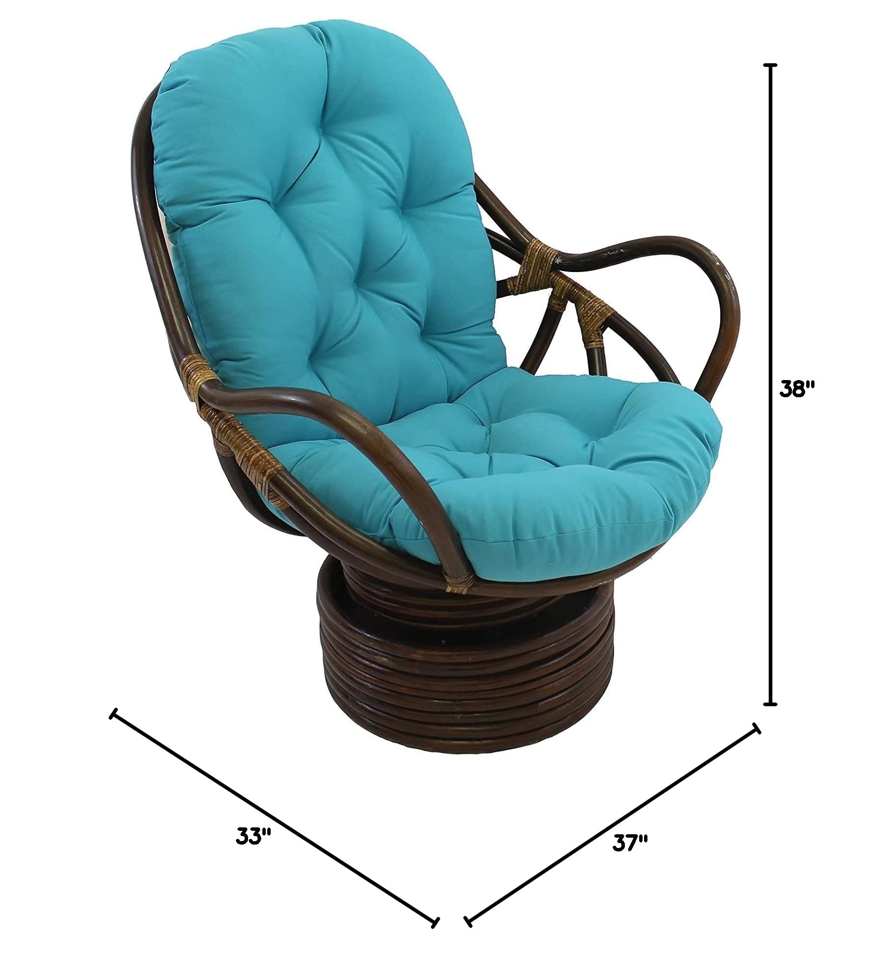 International Caravan Swivel Rocker Chair with Twill Cushion - Comfortable Upholstered Living Room Furniture for Relaxing & Reading