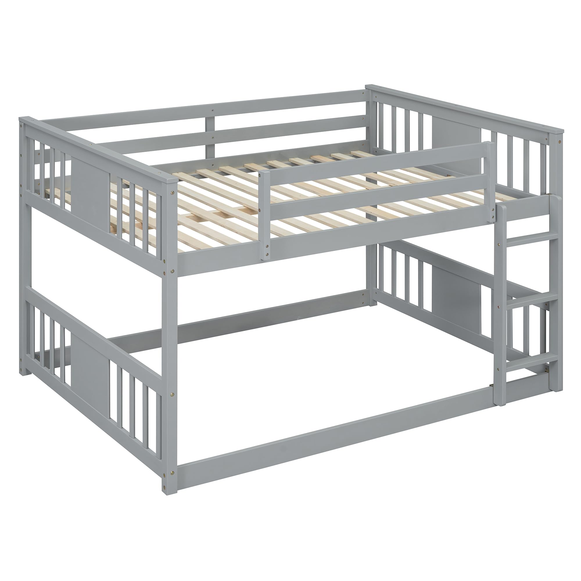 Full Over Full Bunk Bed with Ladder - Sturdy Wooden Twin Bunk Beds for Teens & Adults - Space Saving Bedroom Furniture for Kids Rooms, Dorms & Guest Rooms