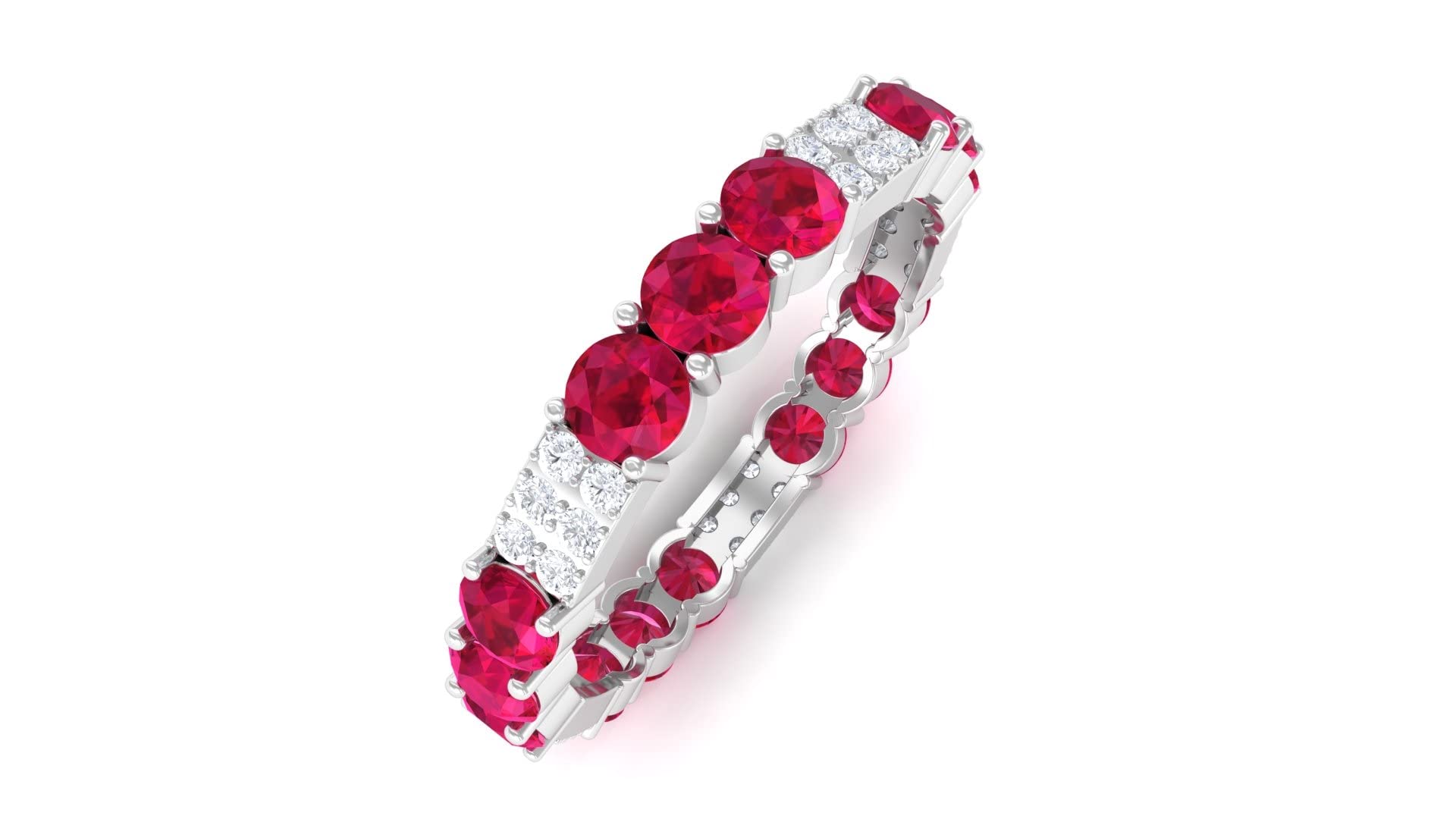 1.50 CT Ruby and Diamond Eternity Ring for Women - 14K Solid Gold Wedding Band, Anniversary Gift, Valentine's Day Jewelry - Perfect for Bridal, Engagement and Special Occasions