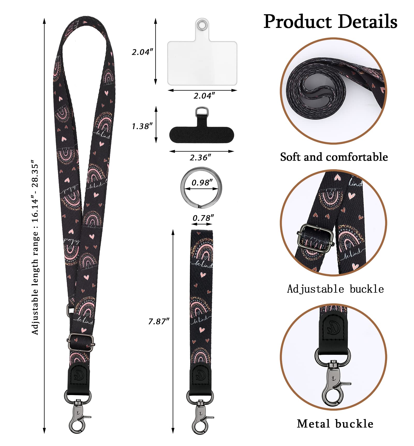 Universal Phone Lanyard with Crossbody Strap - Adjustable Phone Charms Strap for All Smartphones (iPhone, Samsung, Android) - Perfect for Work, Travel, Shopping & Outdoor Activities