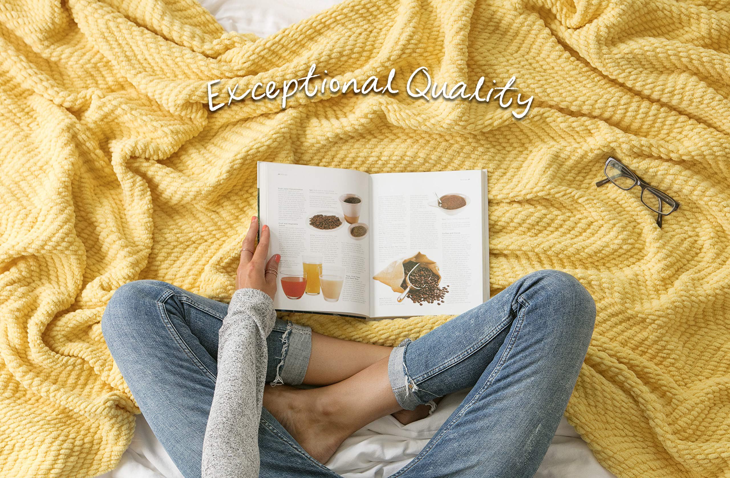 Chanasya Premium Textured Knit Throw Blanket with Tassels - Ultra Soft & Cozy Blanket for Couch, Bed, Living Room - 50