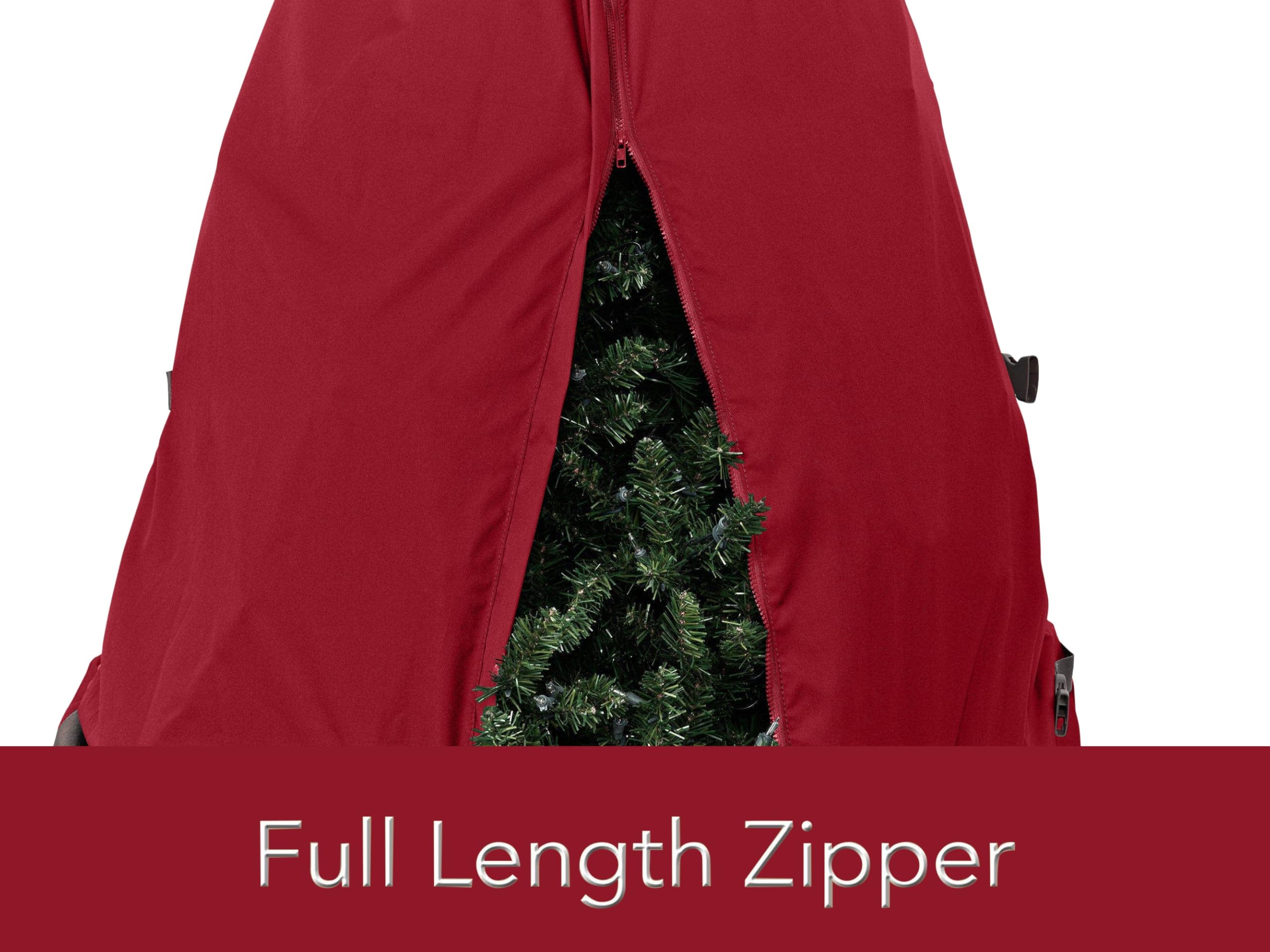 Covermates Keepsakes Upright Christmas Tree Storage Bag - Heavy Duty Holiday Organizer with Cinch Straps for Superior Protection (Red) - Perfect for Storing Artificial Christmas Trees in Attics, Basements & Garages