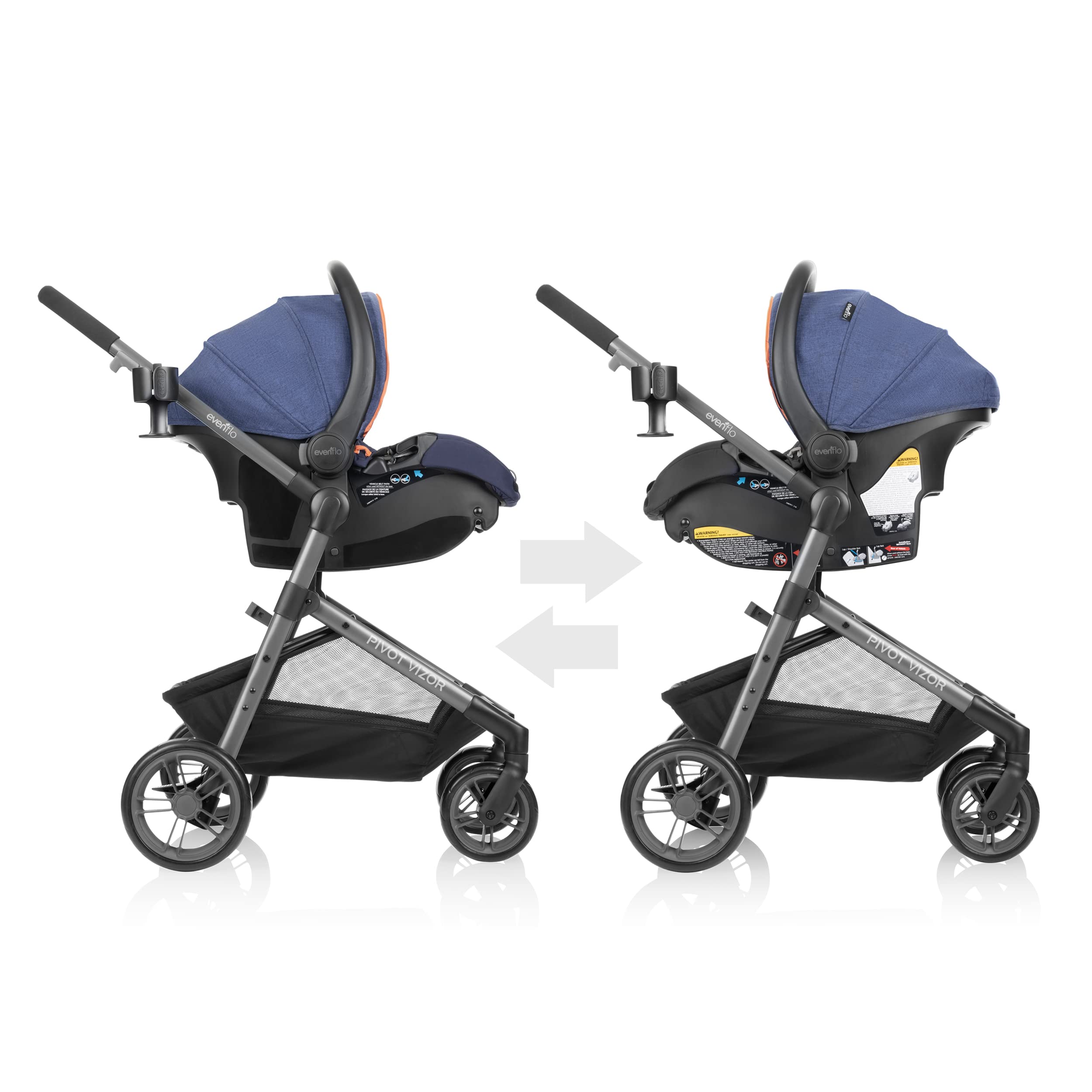 Evenflo Pivot Vizor Travel System with LiteMax Infant Car Seat - Stroller & Car Seat Combo for Newborns to Toddlers (Promenade Blue) | Perfect for Daily Walks, Shopping & Family Outings