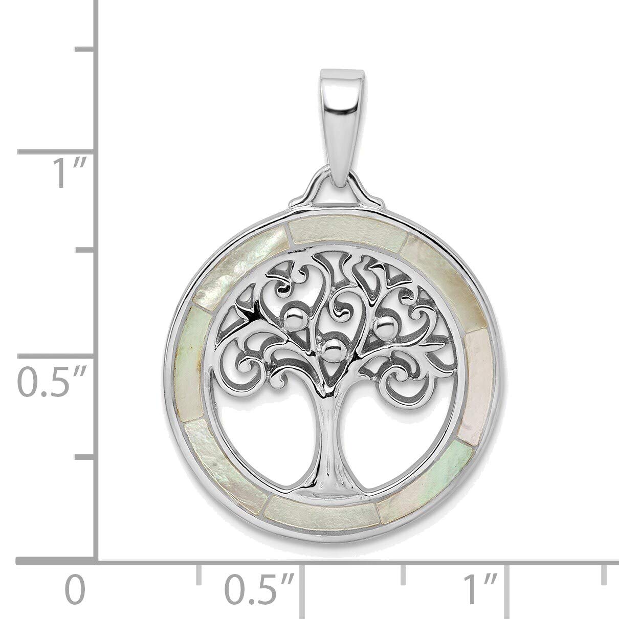 Bonyak Jewelry Sterling Silver Rhodium-Plated White Mother of Pearl Tree of Life Pendant Necklace - Perfect for Gifts, Spiritual Jewelry & Everyday Wear