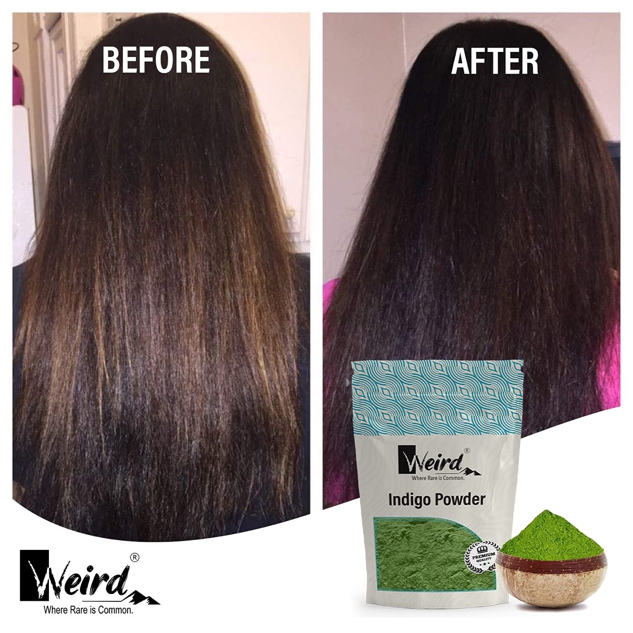 Natural Indigo Powder for Black Hair Dye - 400g | Chemical-Free Henna Alternative for DIY Hair Coloring at Home